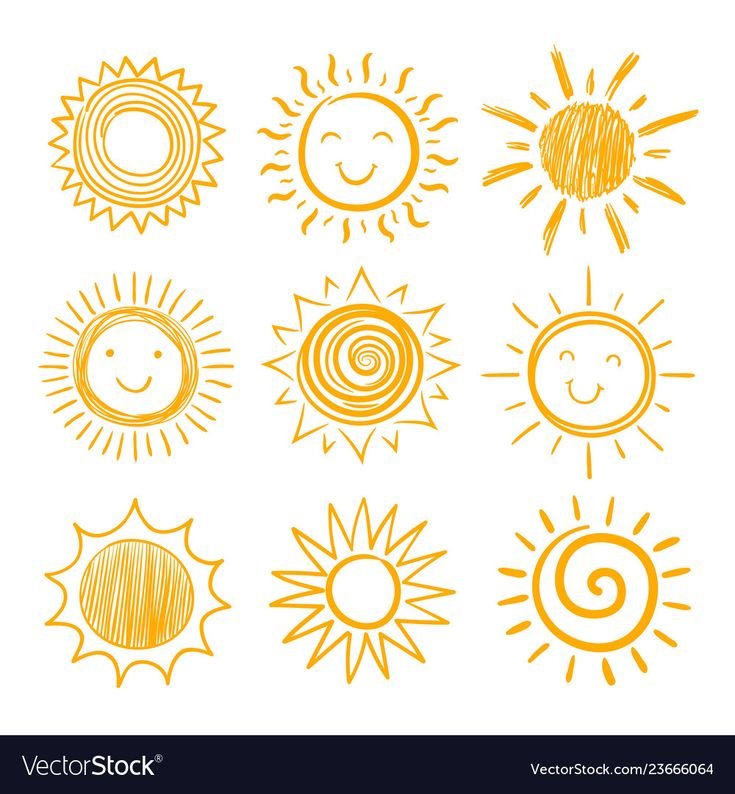 Sketch sun icons hand drawn sunshine summer vector image on VectorStock.jpg