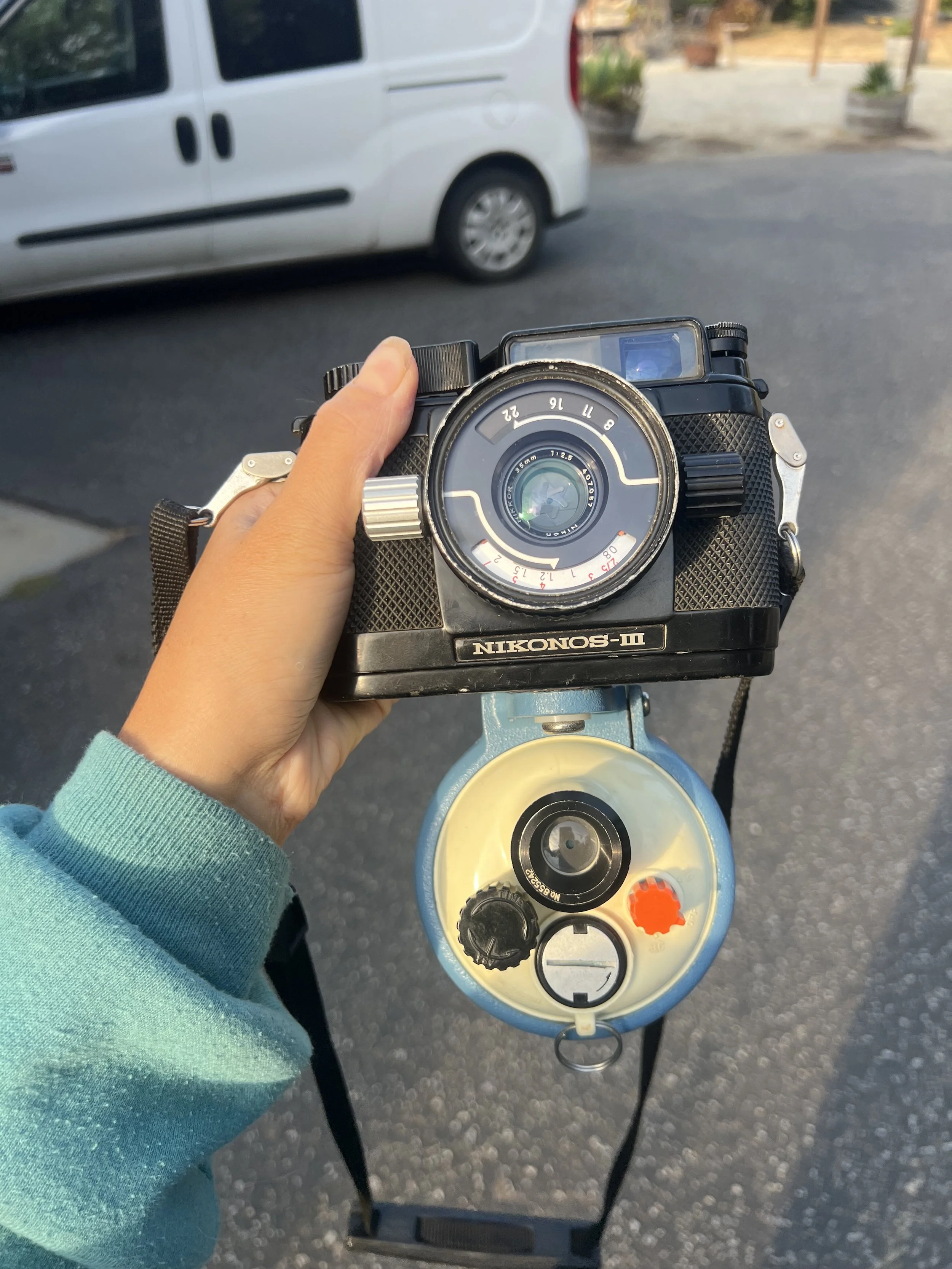 Nikonos III with Sekonic Marine Meter — 35mm camera of choice. 