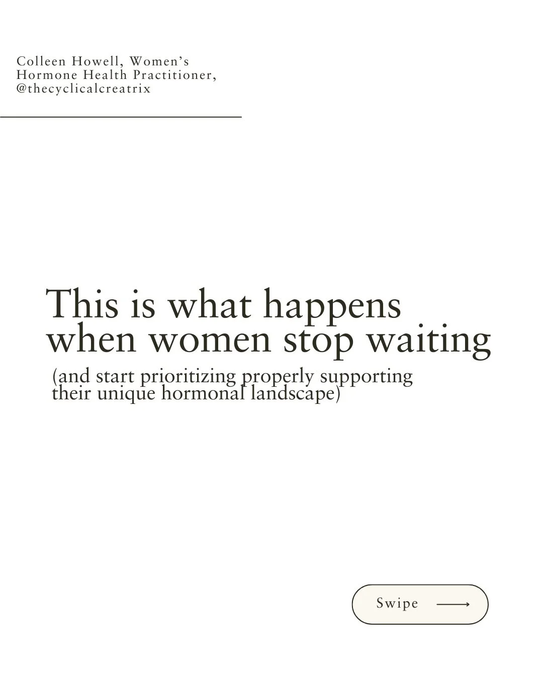 When we stop waiting for our hormones to &ldquo;balance out,&rdquo; to try one last miracle supplement you&rsquo;ll inevitably add to your supplement graveyard, for one last doctors appt only to be handed HBC + &ldquo;normal&rdquo; lab results, for t