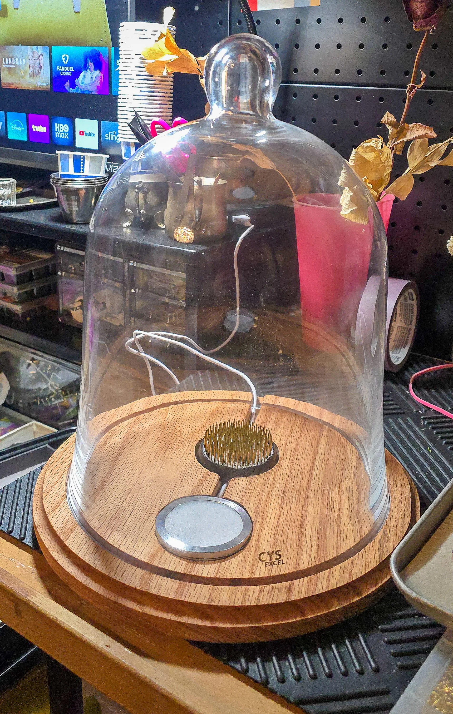 A lovely piece of red oak was selected to carve out as the base for the cloche dome.