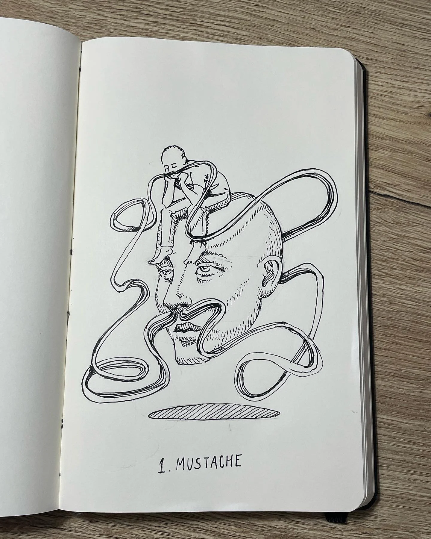Inktober day 1: Mustache. Also the first time using a dip pen lol. #inktober #inktober2025