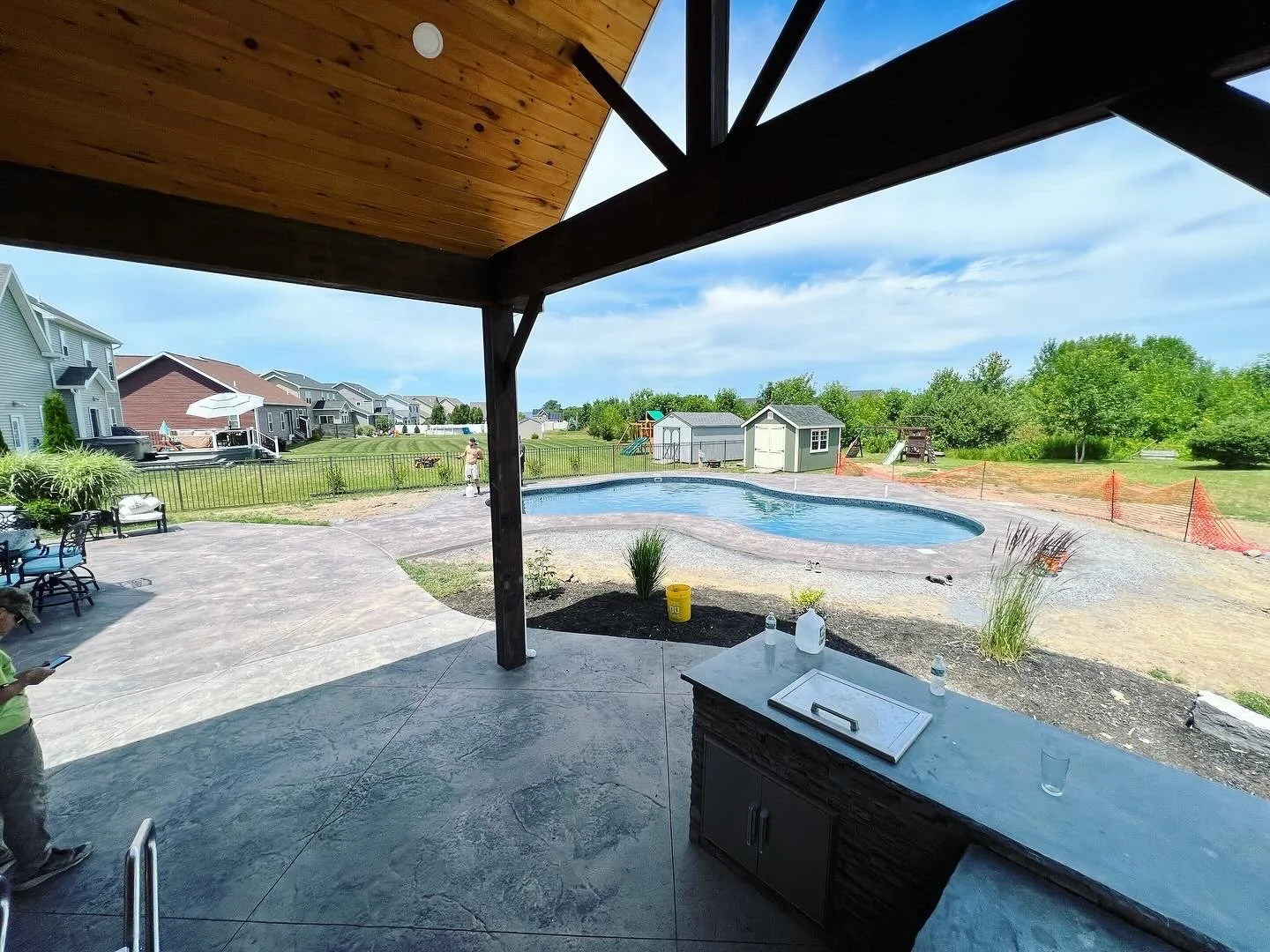 Stamped Concrete Patio for In-Ground Pool