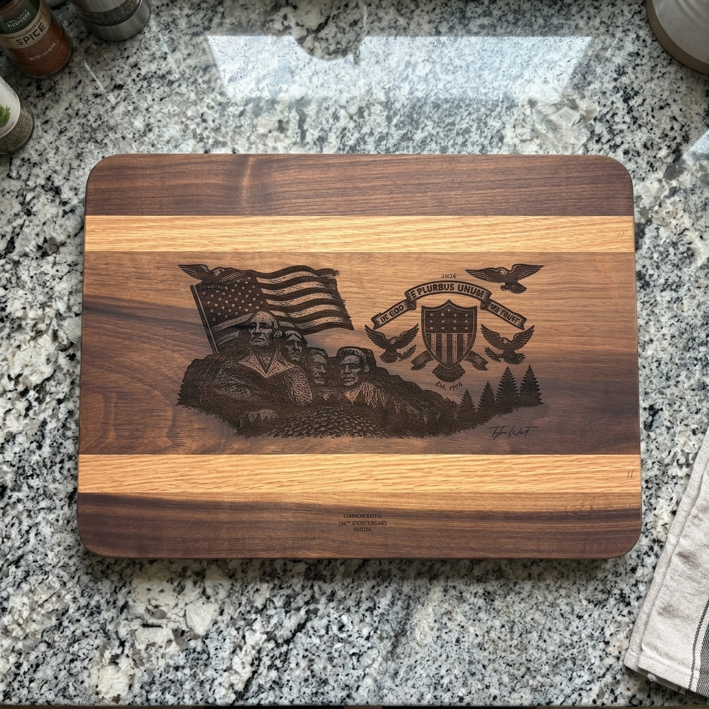 America 250 commemorative cutting board by Ron