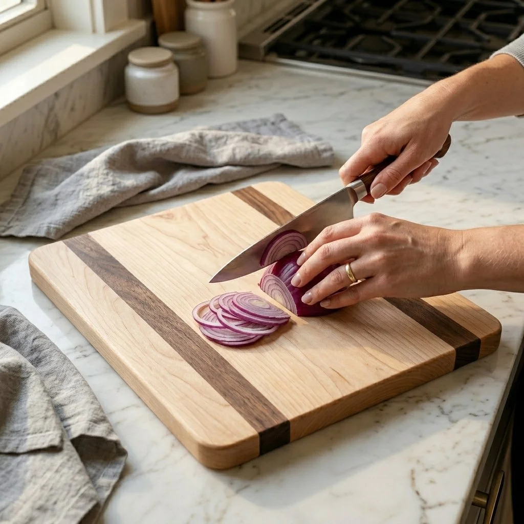 Medium Cutting Board in Birch & Black Walnut 11