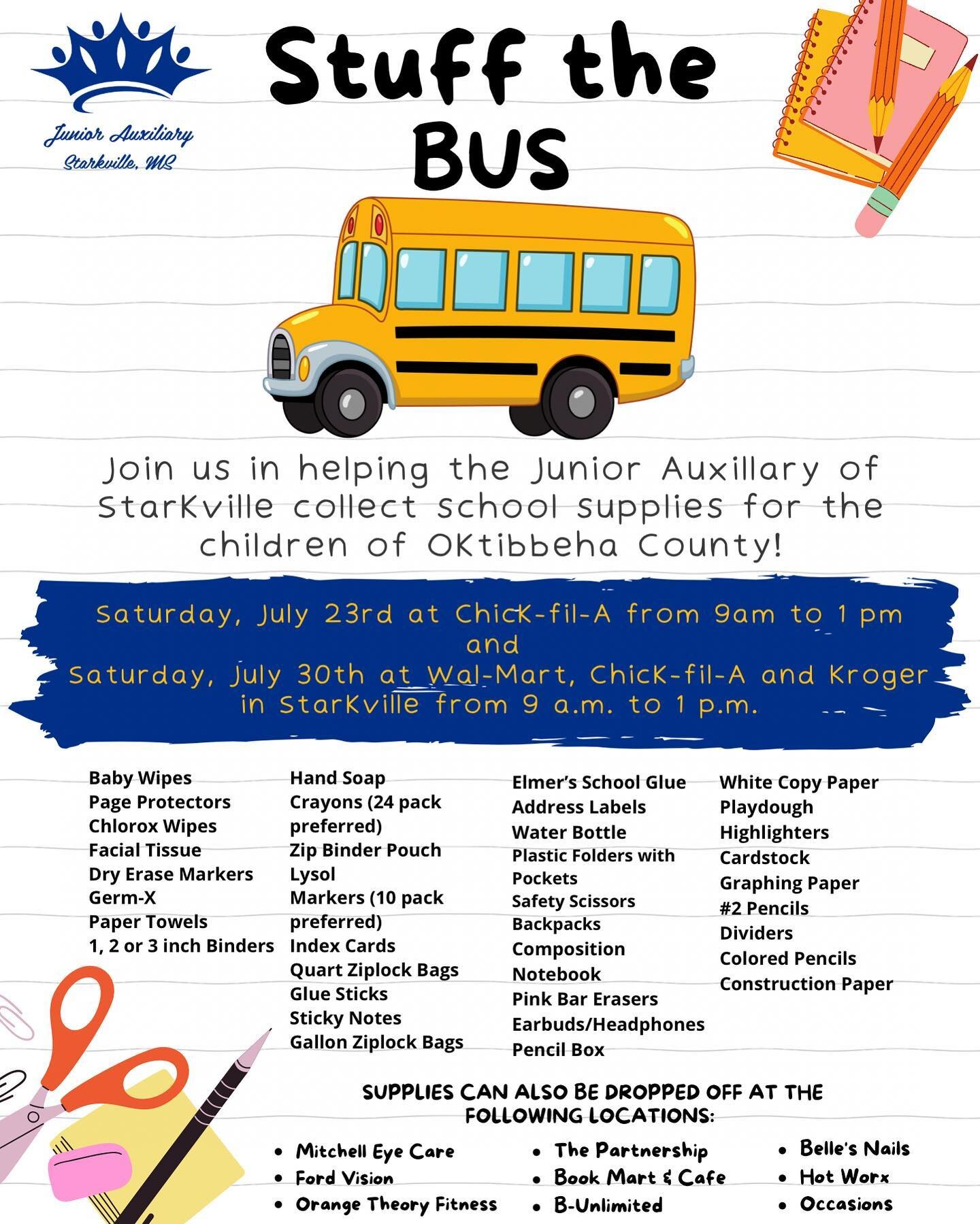 Stuff the Bus 2022!!
&bull;
Take note, due to the change of school start dates this year, we are also changing up our Stuff the Bus event so we can do our best to get school supplies to teachers by the time school starts. However, we will still be co