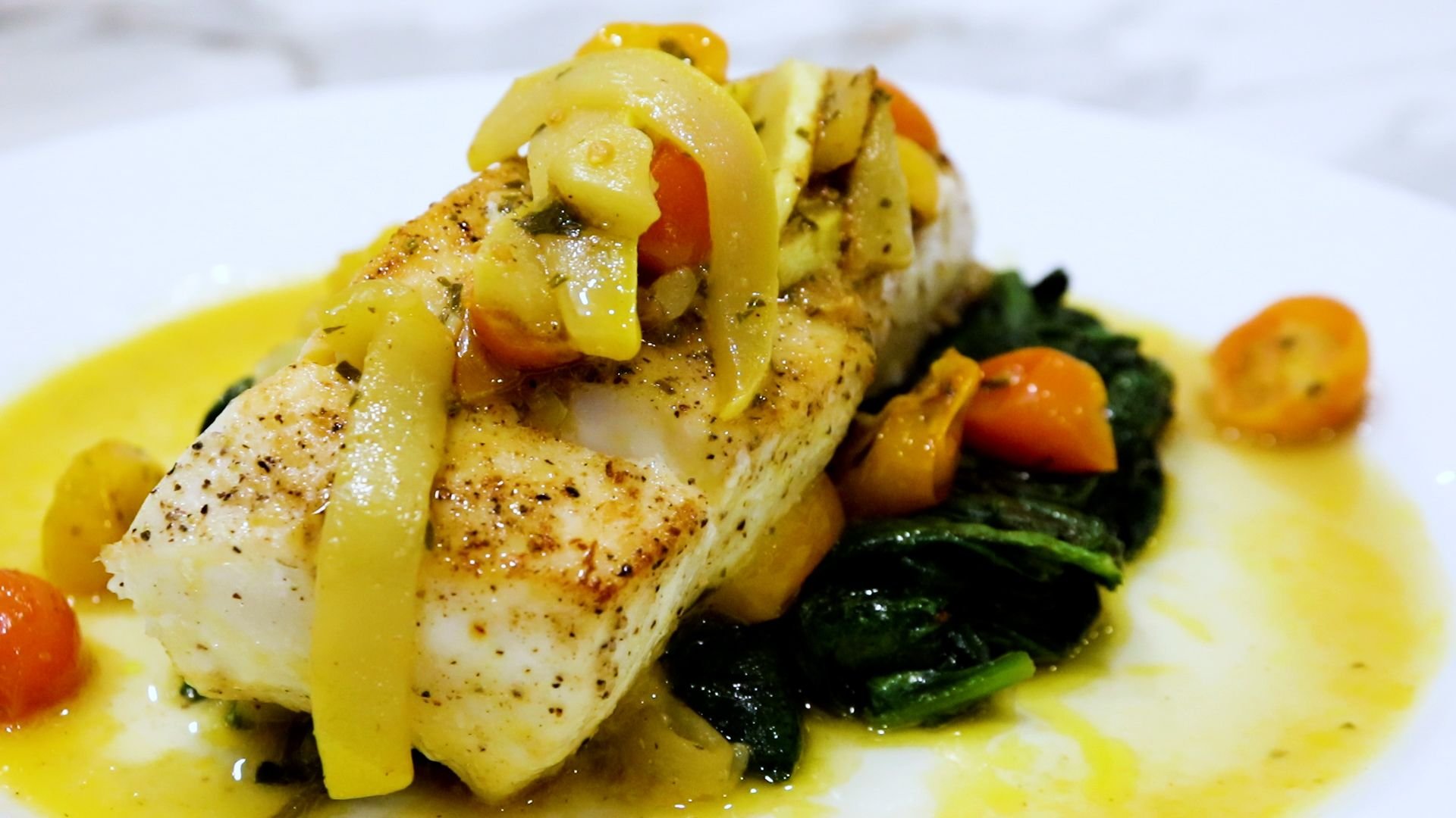 Halibut with Squash & Tomatoes