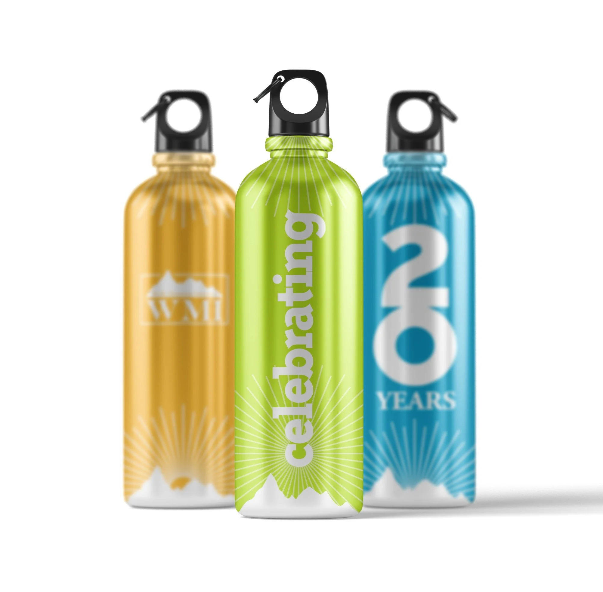 Wells Mountain branded merchadise water bottles