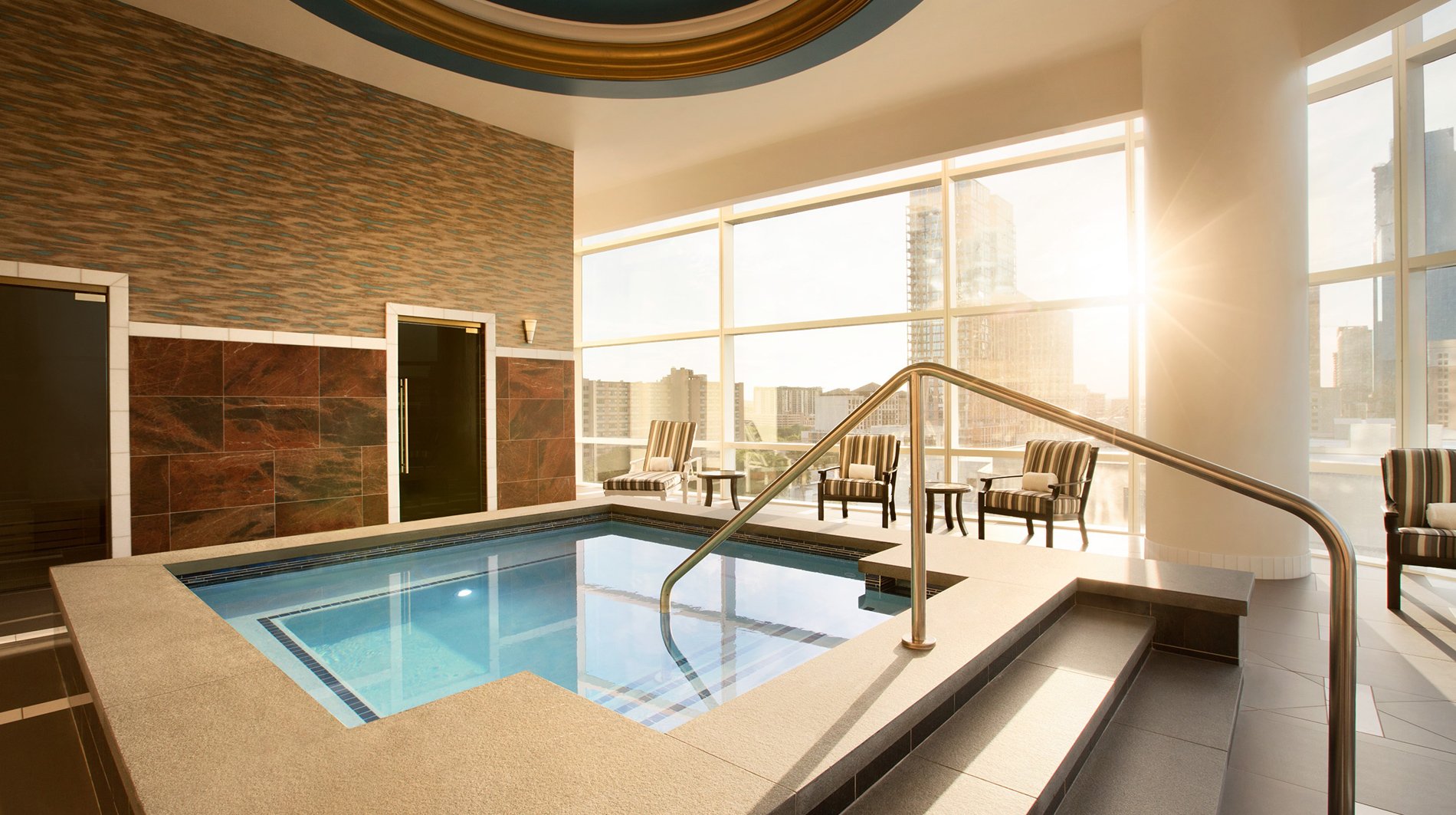 Fairmont Hotel Spa Austin Texas Aqua Builder Austin Texas Pool Builders. Aqua Builders collaborated with the design team to build the pool, spa, and pool deck on the 6th floor of the high-rise, as well as the lobby fountains, and his/her features in