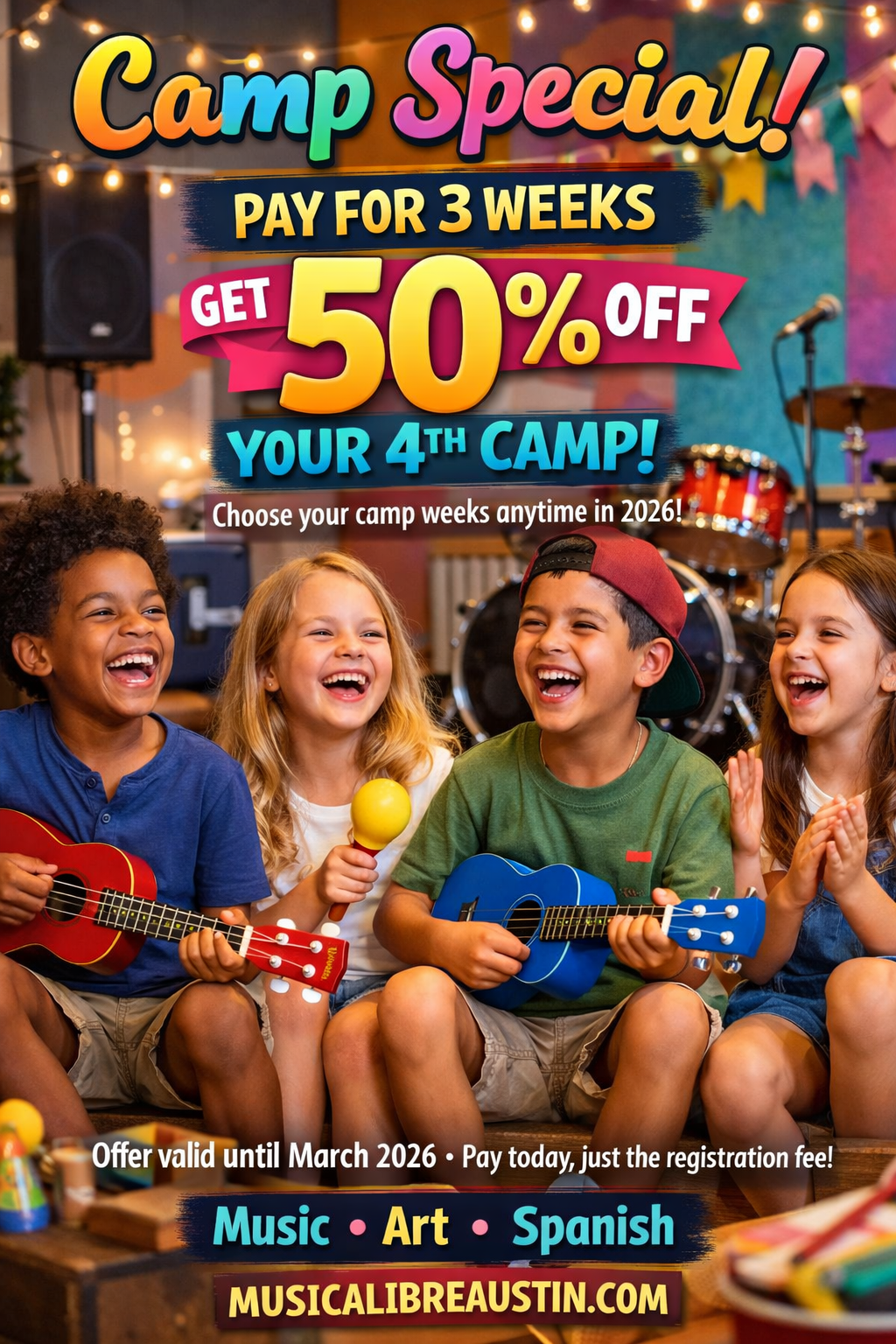 Camp Special Pay 3 Weeks, Get 50% OFF the 4th!