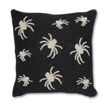 Cotton Knit Black &amp; Cream Spider Pillow