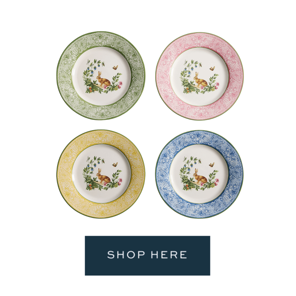  Colorful botanical bunny plates – Easter table decor 