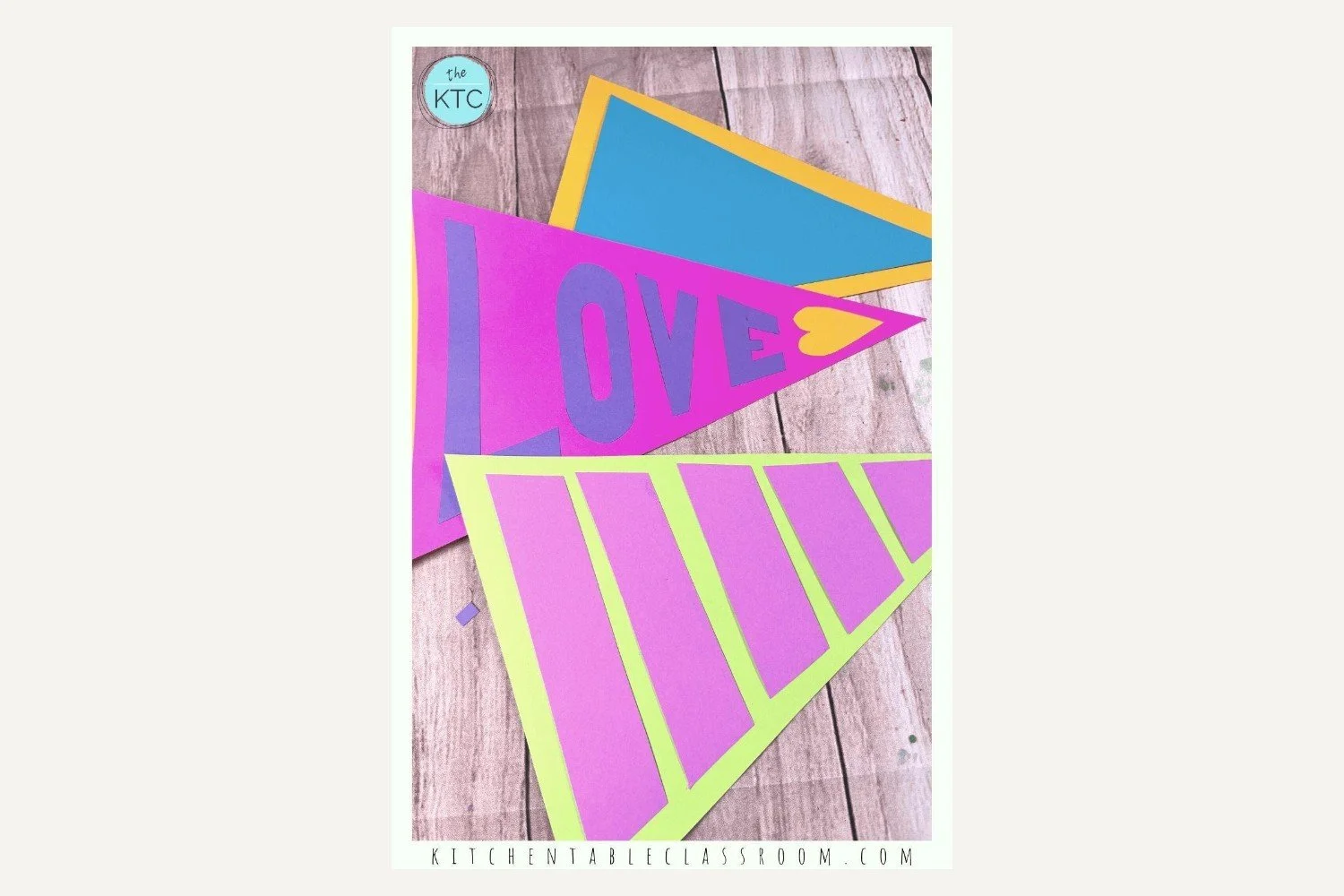 DIY construction paper pennant flags made by kids
