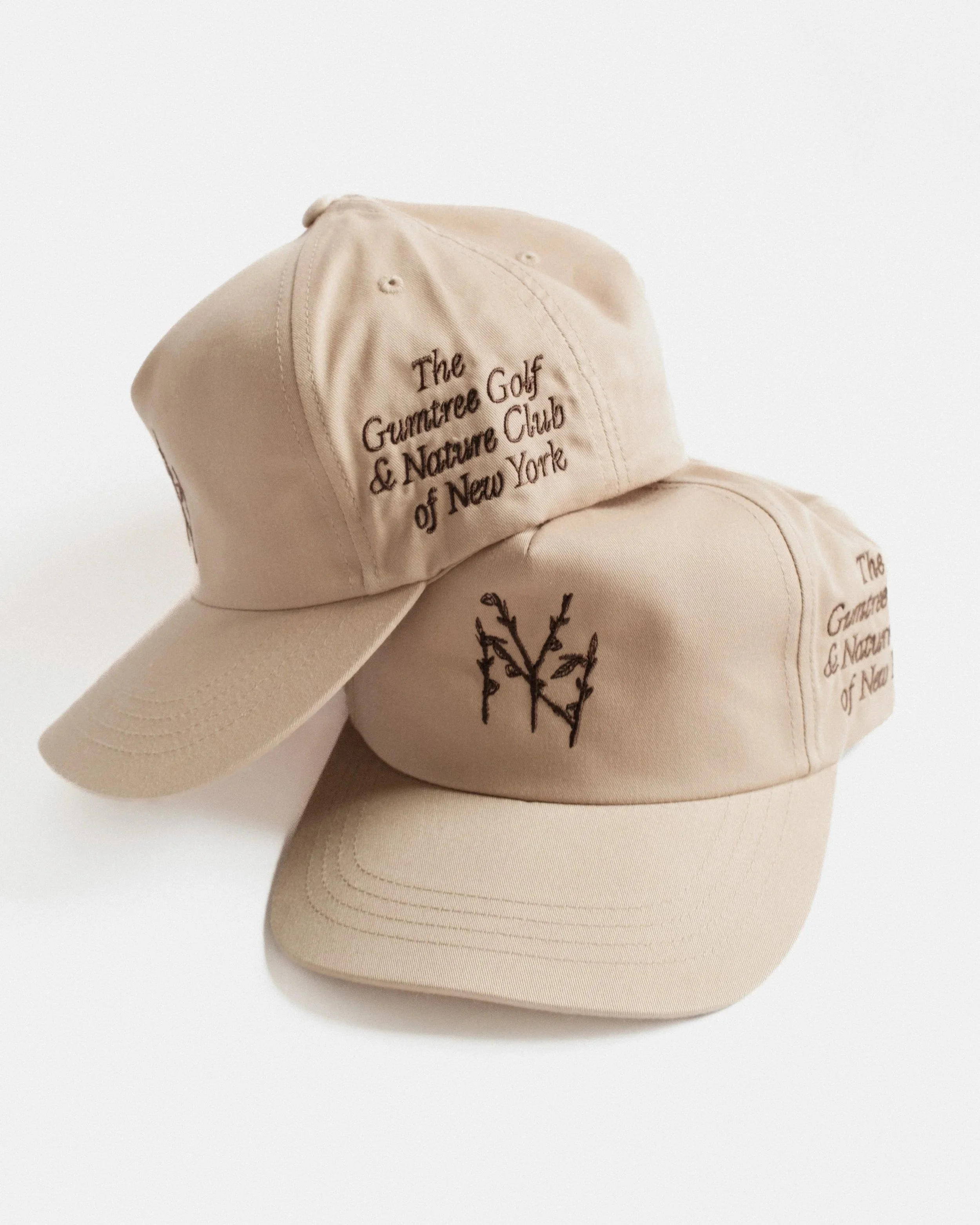 Two khaki New York Branches unstructured 5-panel golf hats