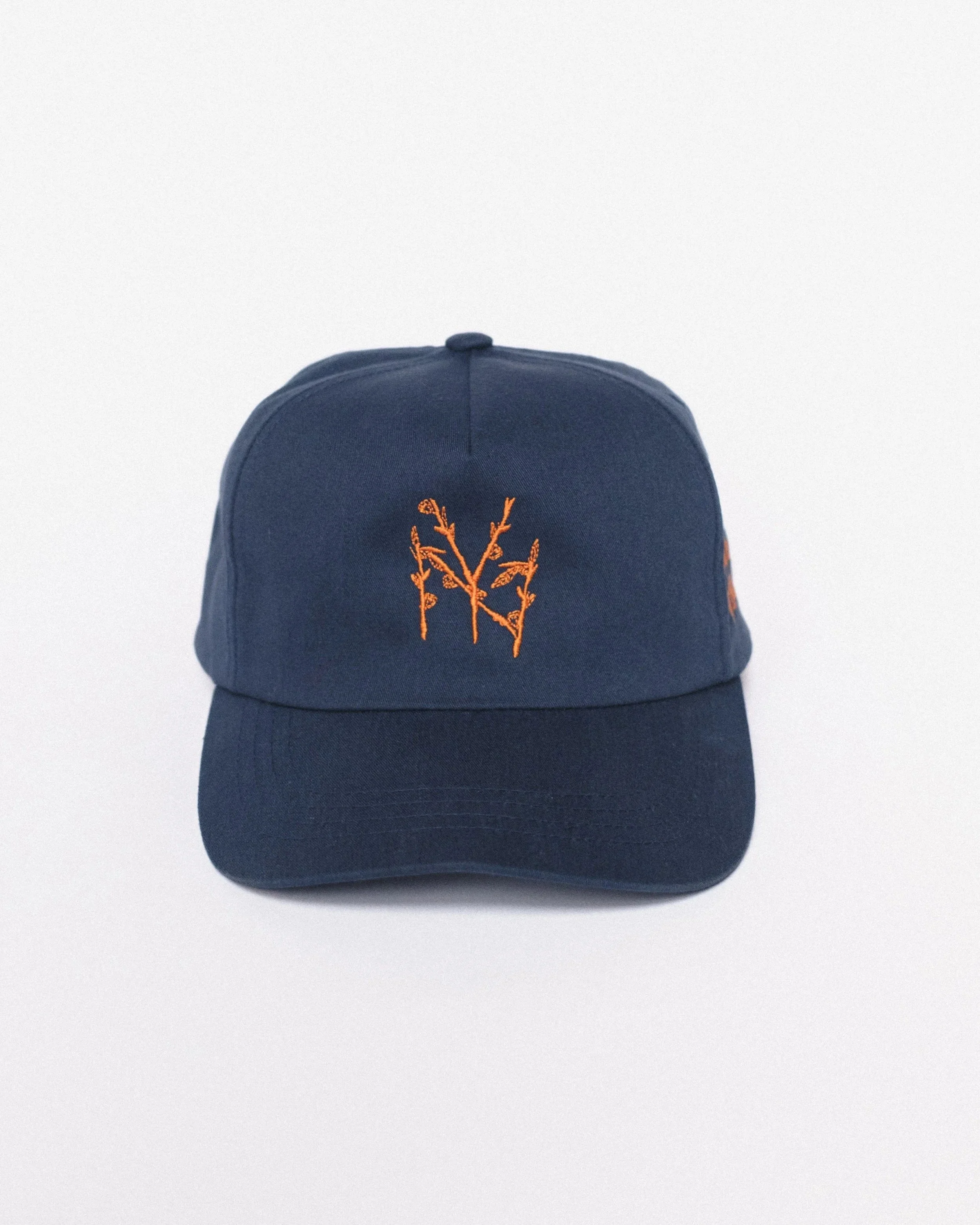 Navy New York Branches unstructured 5-panel golf hat with orange NY Branches embroidery, limited edition, front view