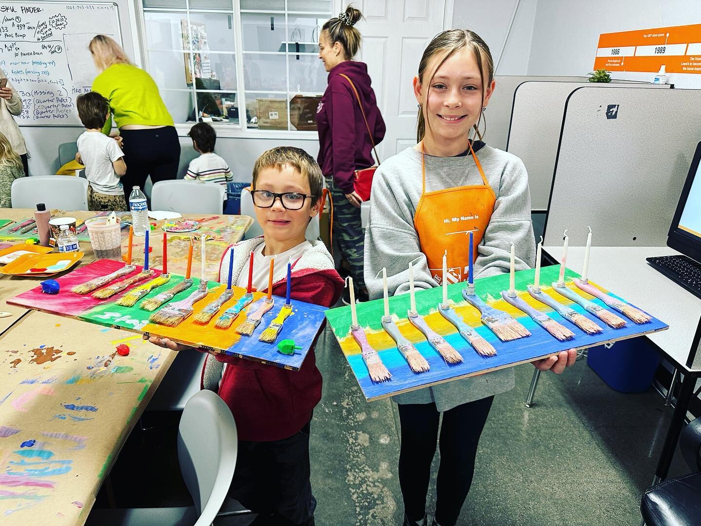 Chanukah is underway!!! What an awesome menorah workshop! Thank you @homedepot for giving these kids such a great time! Check out Chabad&rsquo;s website for future C kids events!