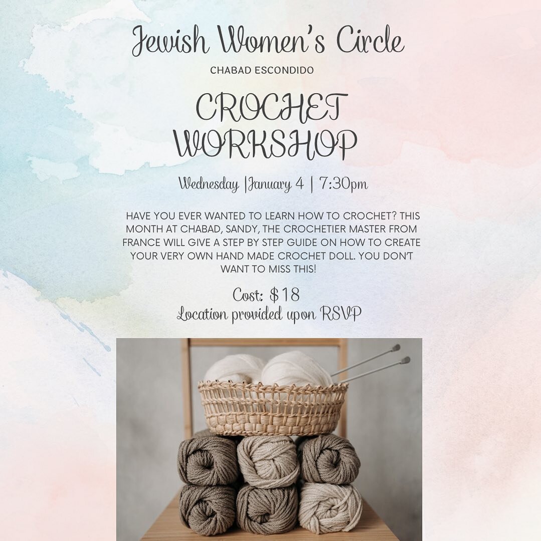 HEY LADIES! Get your crocheting spirit on! This January, women&rsquo;s circle will be relaxing &amp; educational. Sandy will guide us in learning how crochet, some learning for thr soul &amp; of course delicious eats. Hope you can join us &amp; bring