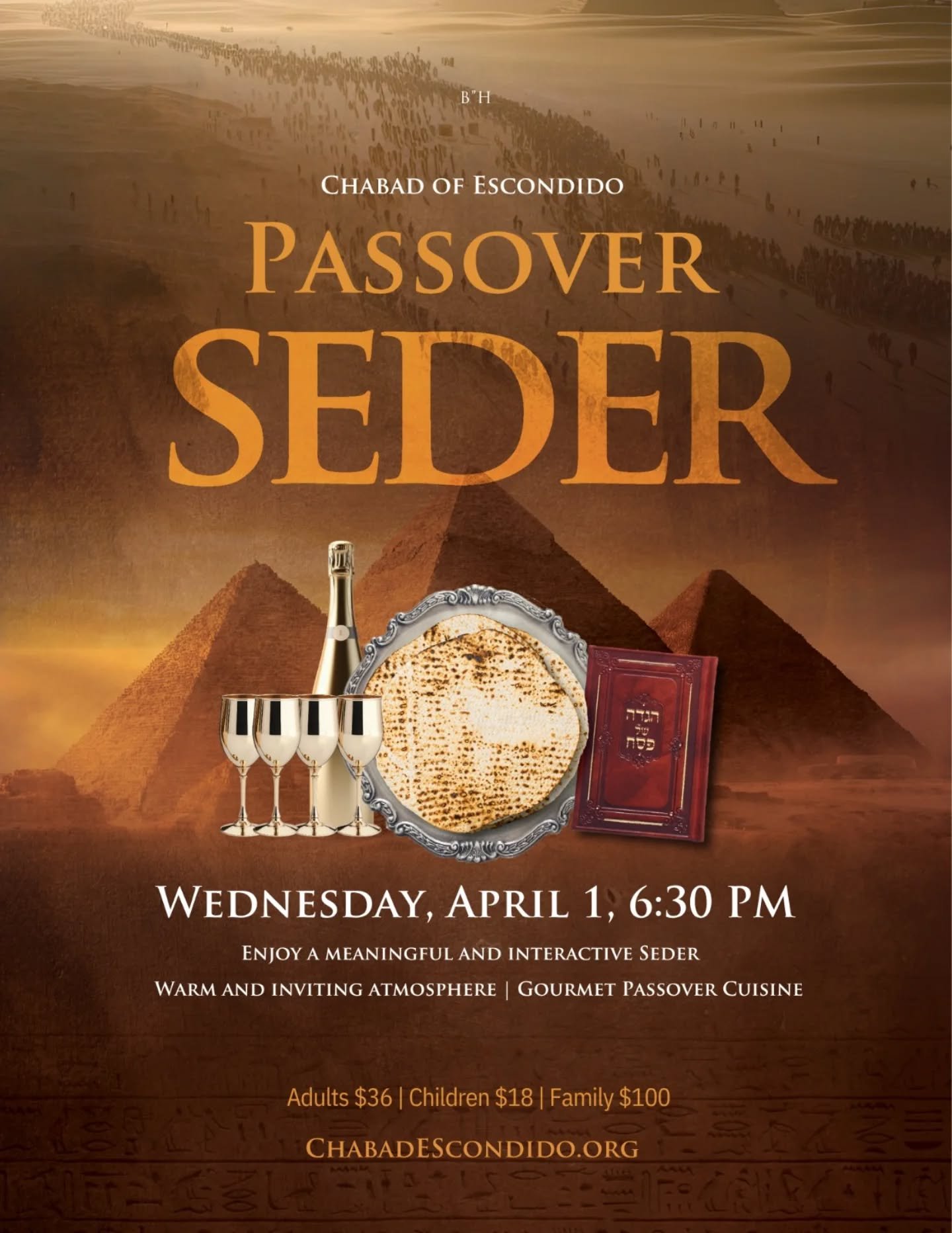 Step into Pesach with warmth, meaning, and community. Let's experience a beautiful Passover Seder together ❤

RSVP: https://www.chabadescondido.org/pesach
