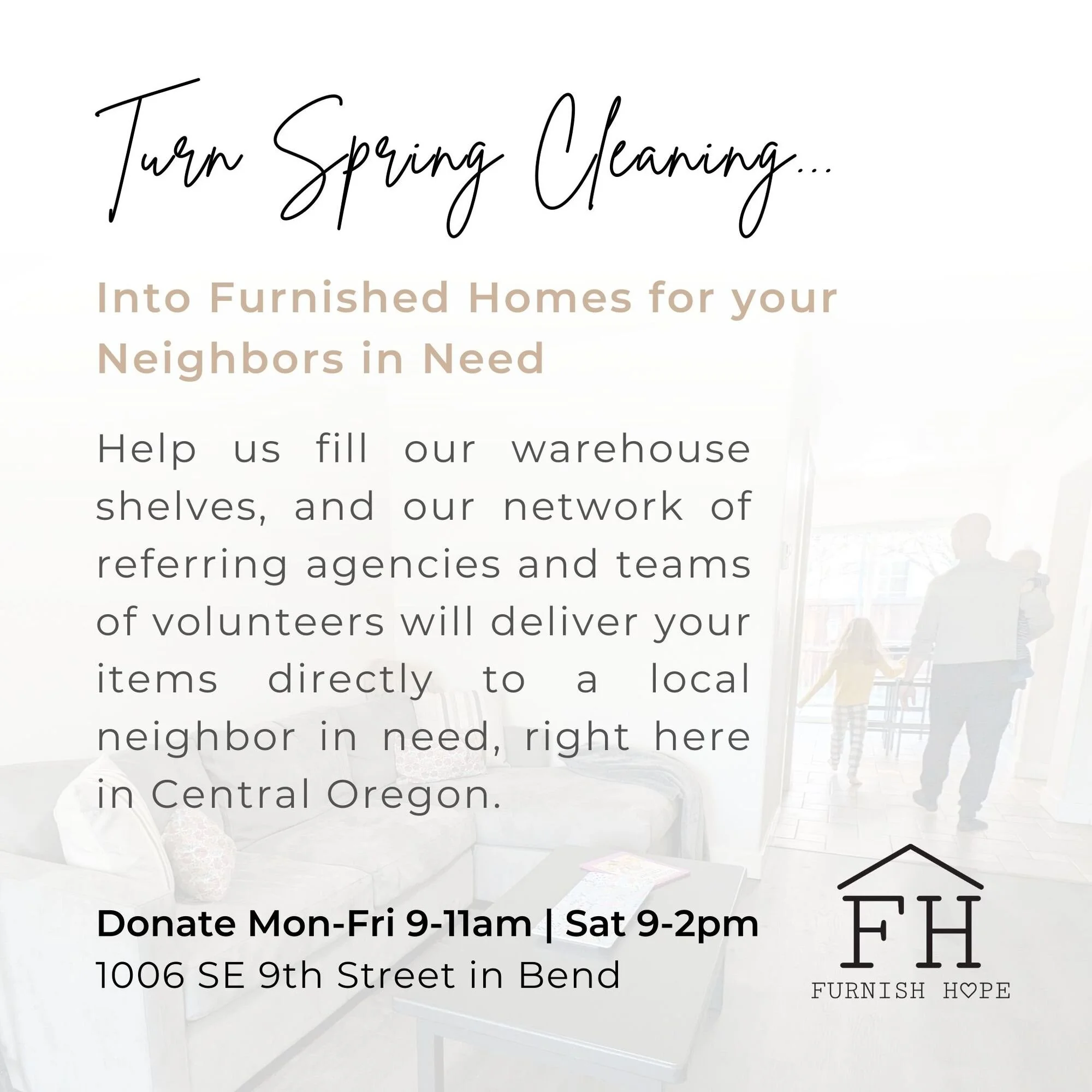 This March marks our five year anniversary - five years of furnishing homes with HOPE! You can help support our mission by turning your Spring Cleaning into furnishings for neighbors in need, and we're open for receiving Saturdays, beginning March 23