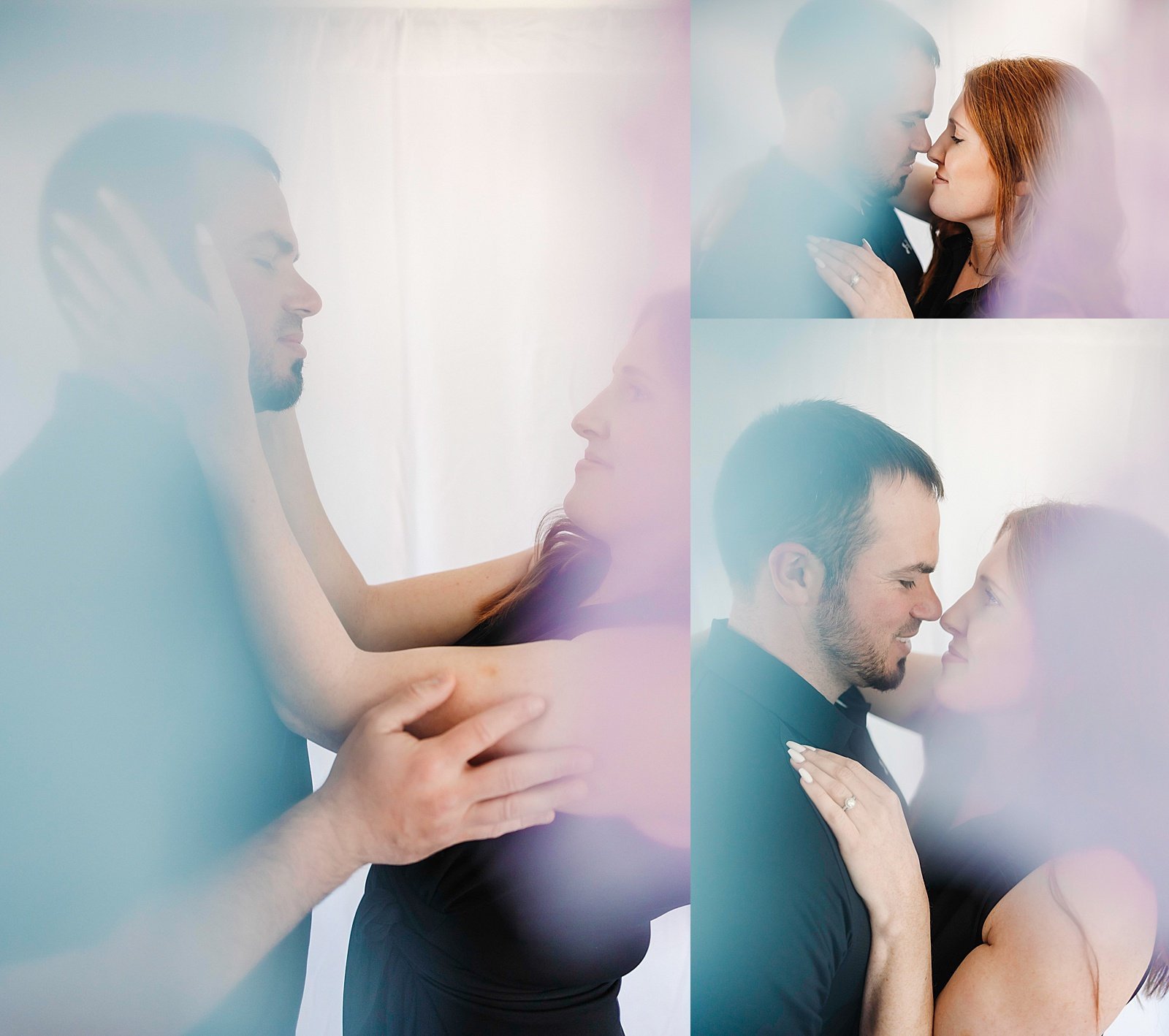  Couples having fun together in a photo studio with colors all around  