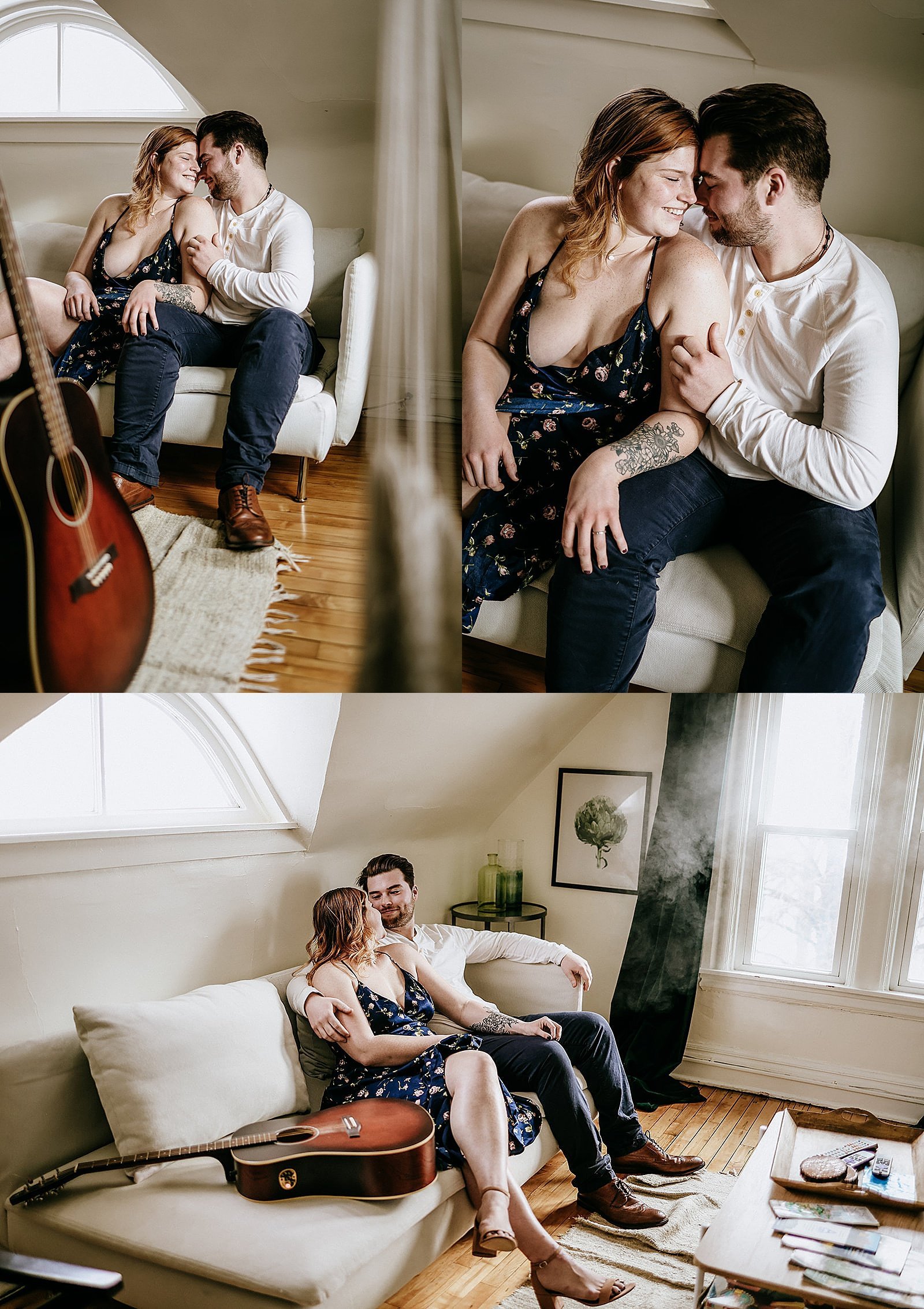  Man and woman on a couch for couples session by Minneapolis Photographer McKenzie Berquam 