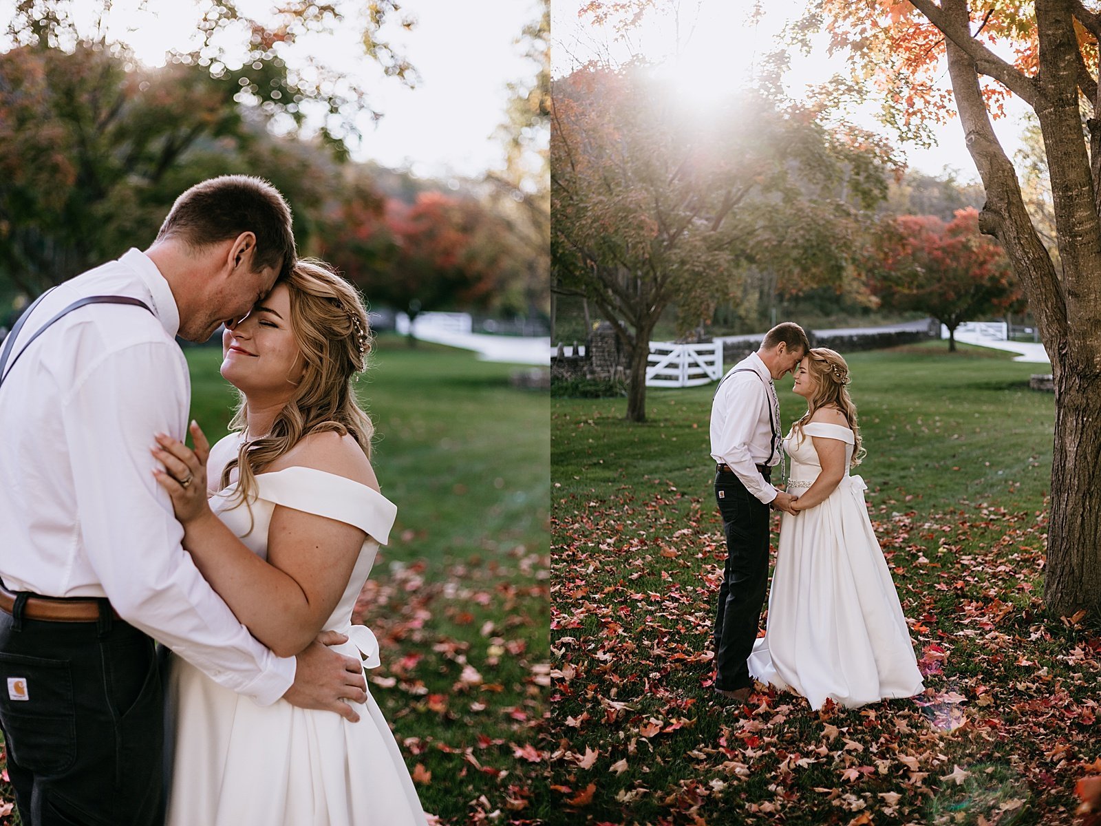  Couple embracing in the golden hour at Mayowood Stone Barn 