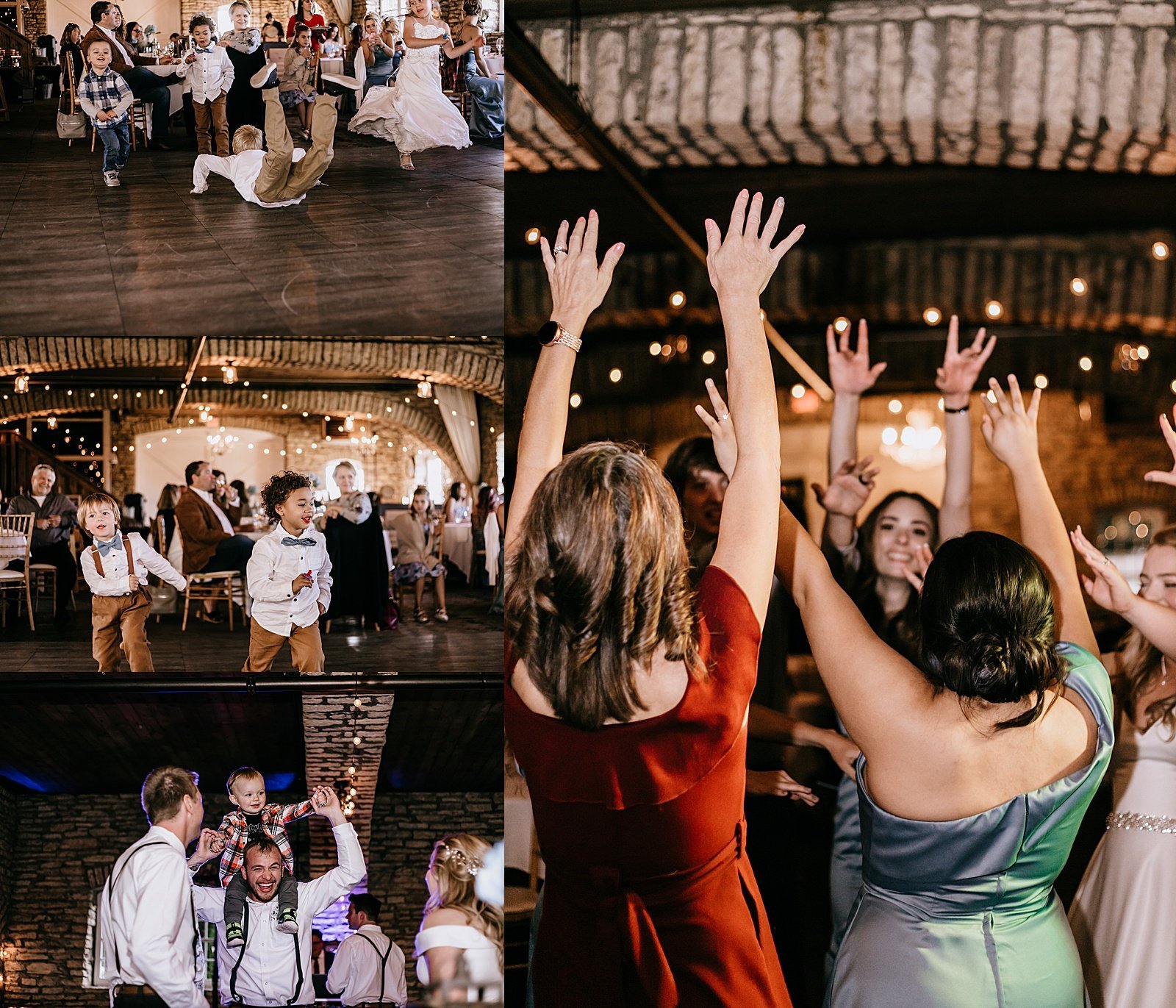  Guests dancing at a reception at Mayowood Stone Barn 