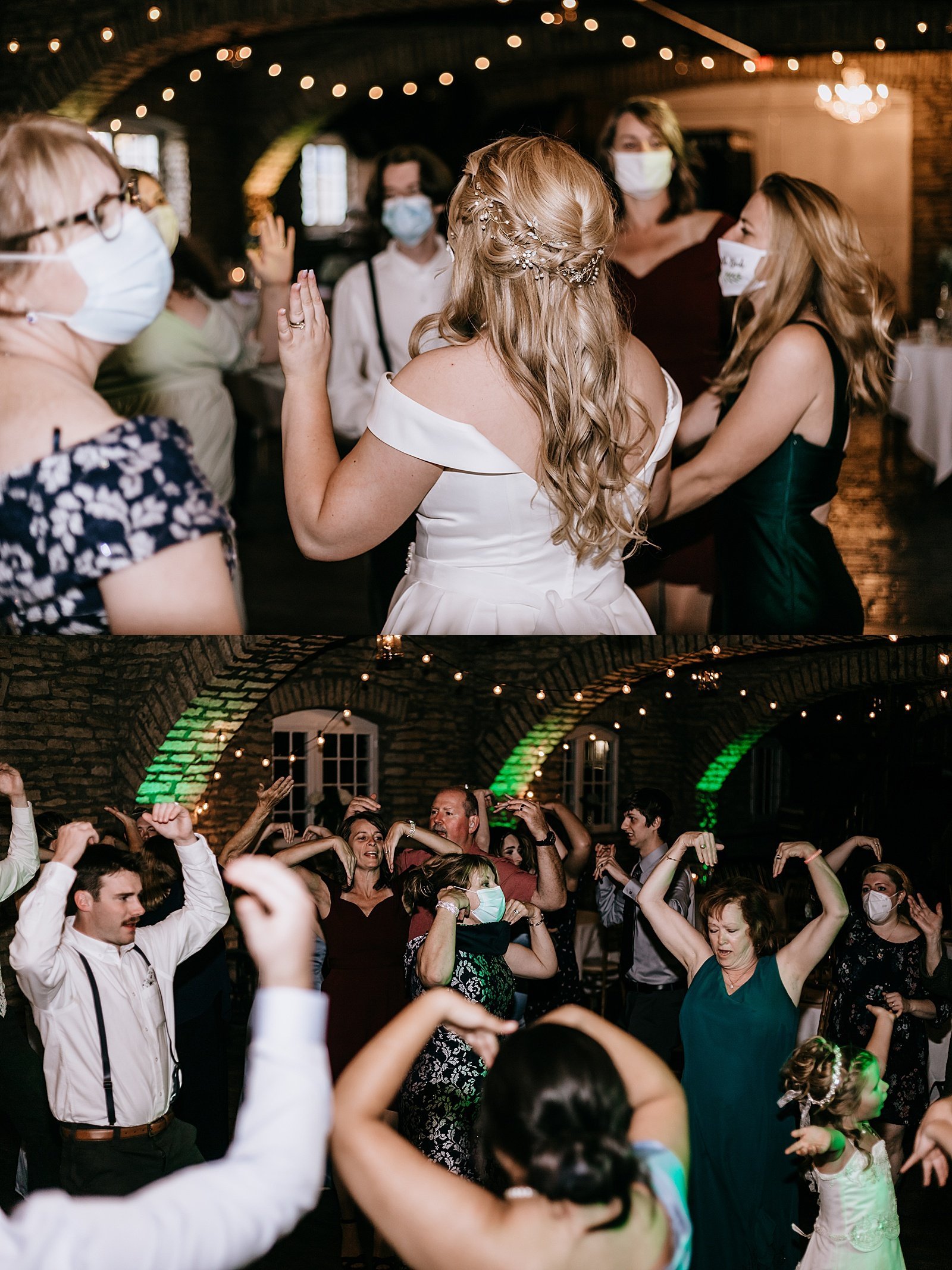  Guests dancing wildly at reception by Minneapolis wedding photographer, McKenzie Berquam  