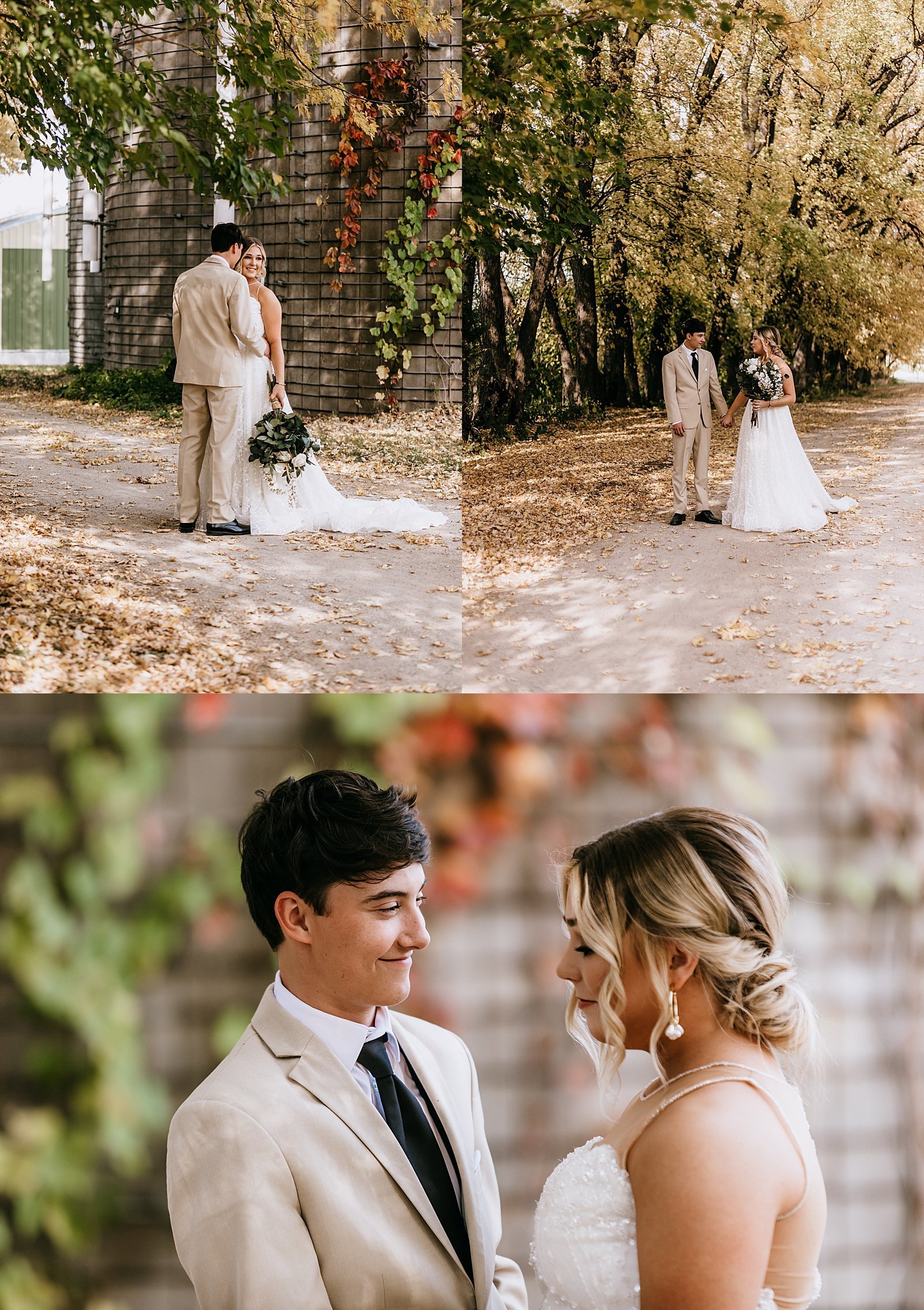  Bride and groom embracing for their couples portraits during golden hour 