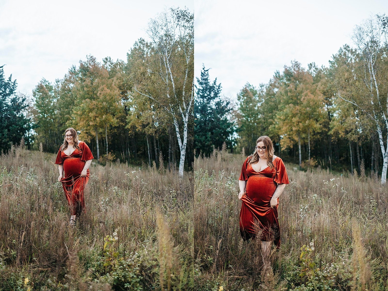  Couple in a field together for their maternity pictures.  