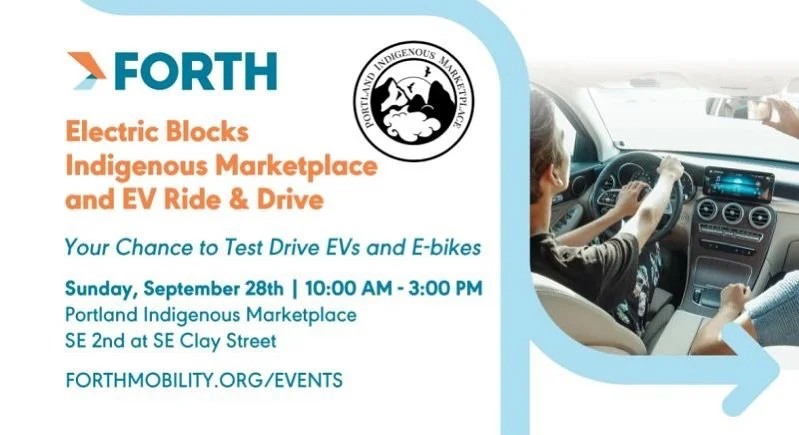 We&rsquo;re teaming up with @forthmobility and the @indigenousmrktplc to bring you EV Ride &amp; Drive: Electric Blocks Indigenous Marketplace on Sunday, September 28th from 10am-3pm at SE 2nd and Clay. 

Come and test drive the EV vehicle of your dr