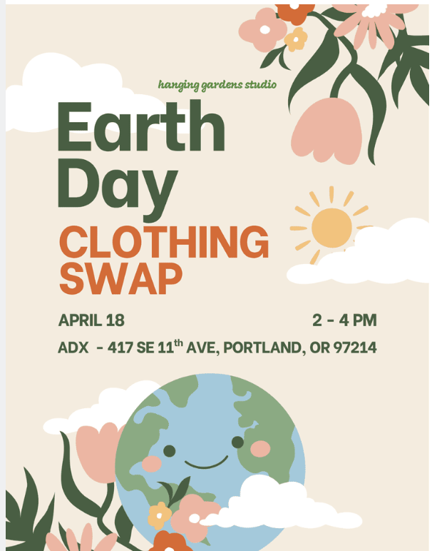 Earth Day Clothing Swap with Hanging Gardens Studio