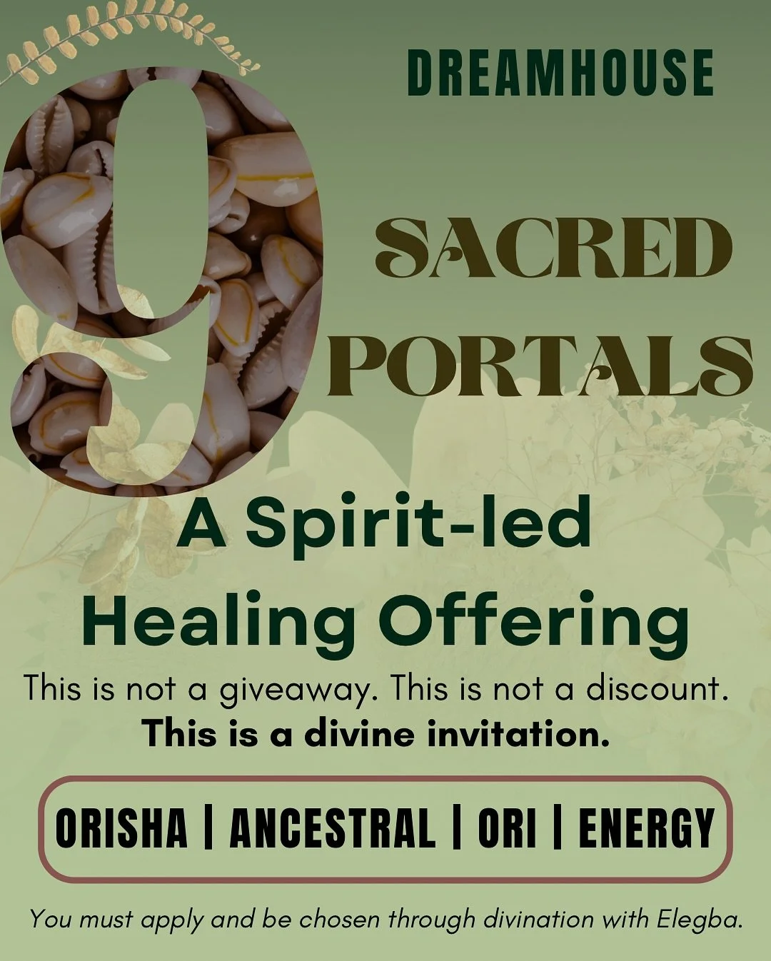 THE NINE PORTALS

Spirit has called me to open a healing path for 9 people. Not a giveaway. Not a service. But a sacred invitation. 🖤

If you feel the tug in your spirit, listen.

You will receive:
A Reading (Orisha, Ancestral, Ori, or Energy) 
Spir