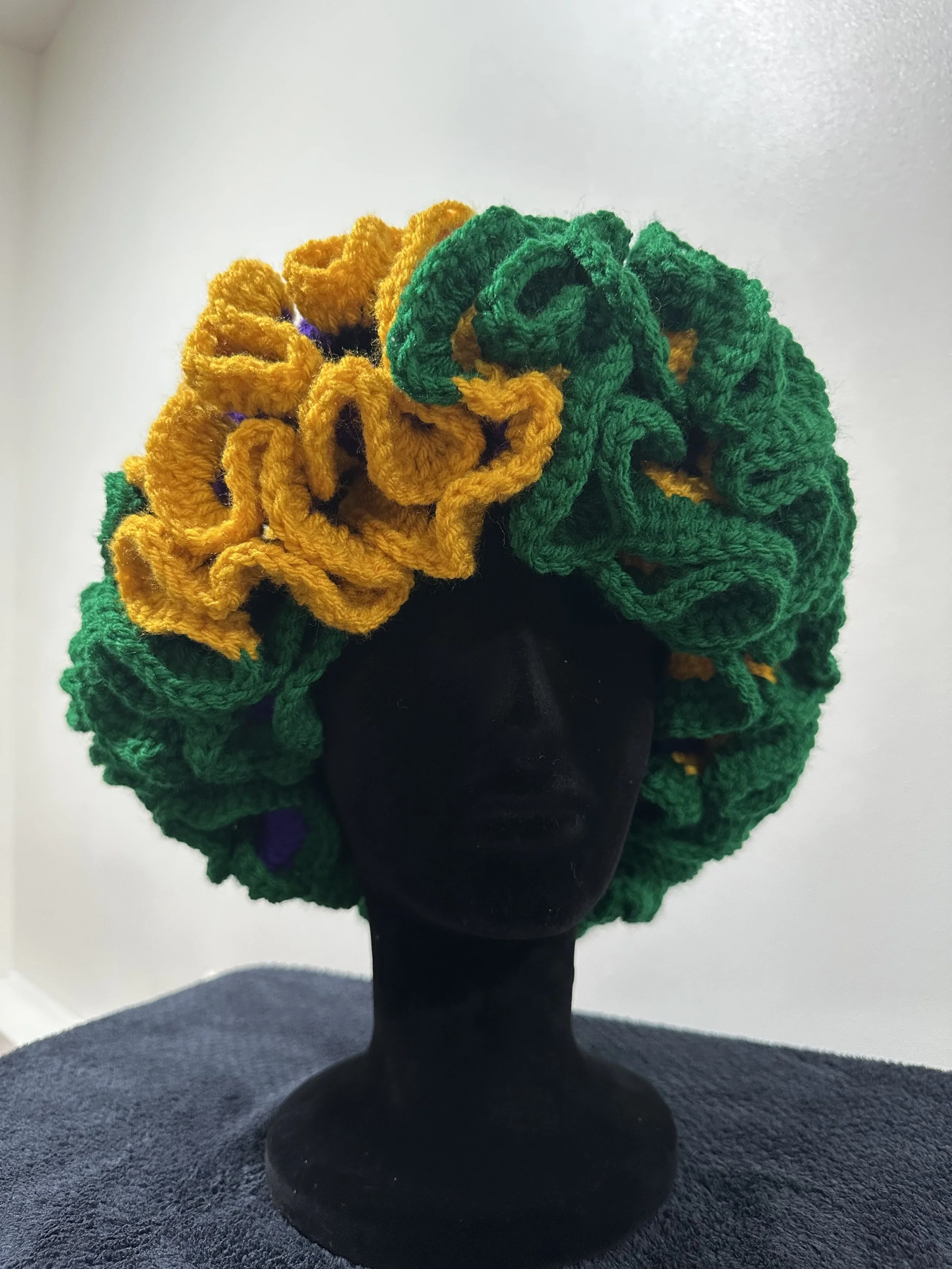 Mardi Gras Hat- Green & Gold Ruffles