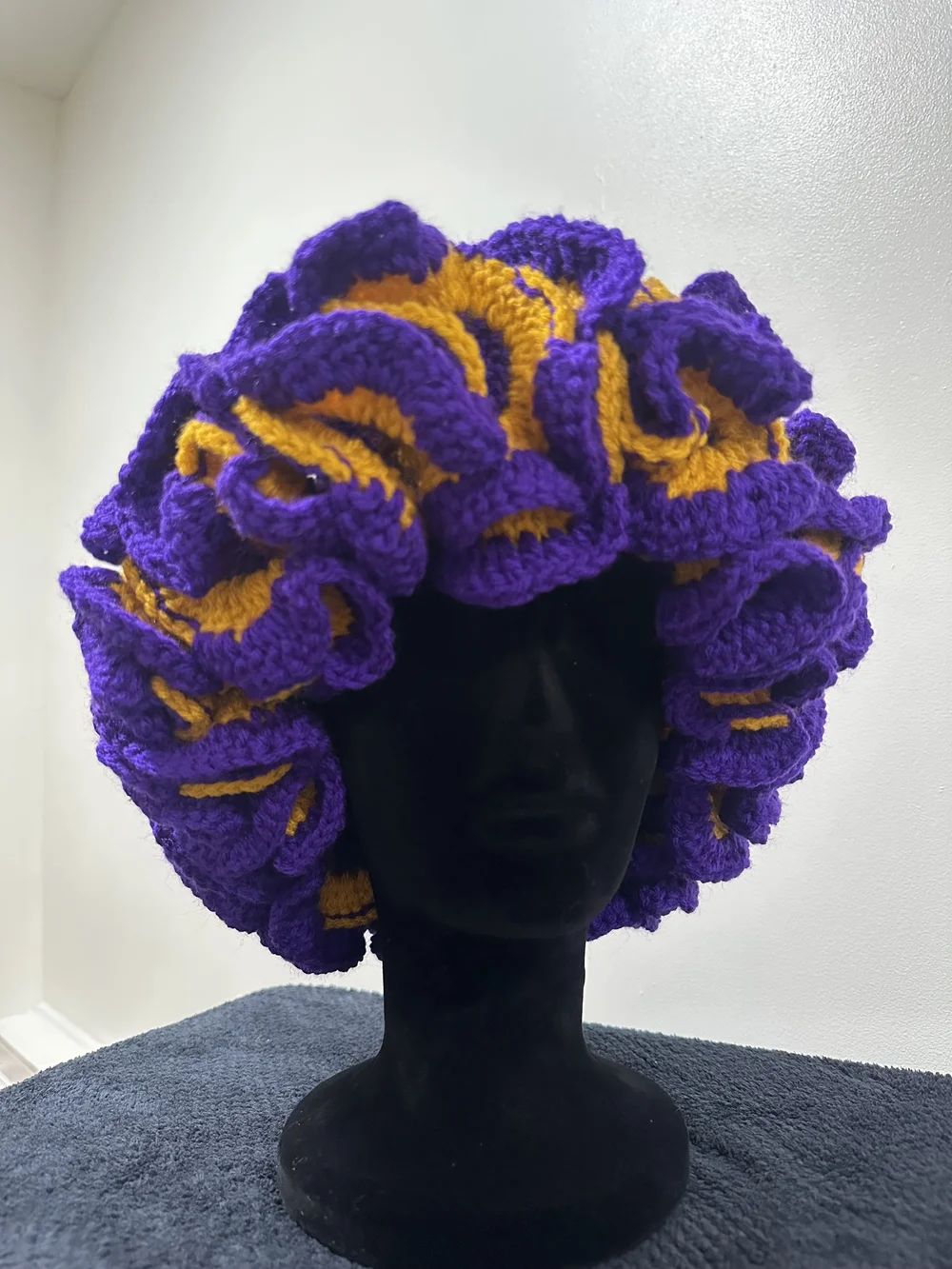 Handmade Crochet Ruffle Hat Lakers Theme Colort Purple & Gold Crochet Lakers Hat - Etsy main image 4