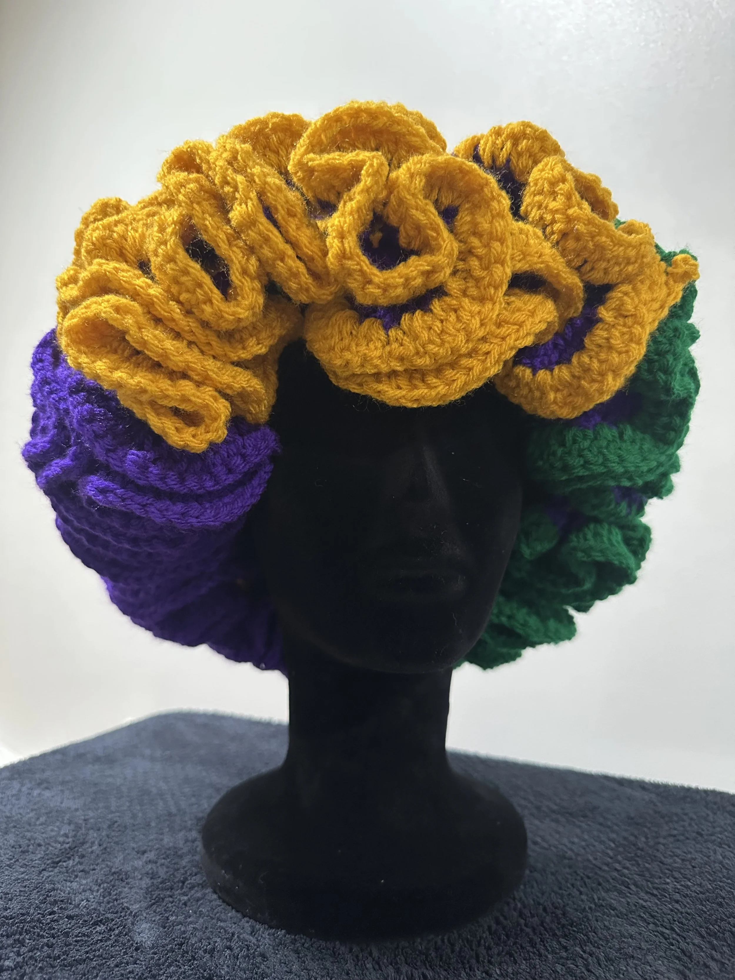 Mardi Gras Hat- Green, Purple & Gold Ruffles