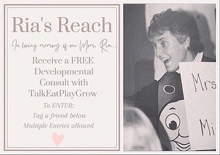 &bull; November Ria's Reach &bull;

TO ENTER: 
&bull;Tag a friend below
Multiple Entries allowed 

Winner will be picked on Monday 11/21/22.
.
.
.
We are now on to our 17th Ria's Reach Mission - TalkEatPlayGrow will be offering one FREE Developmental