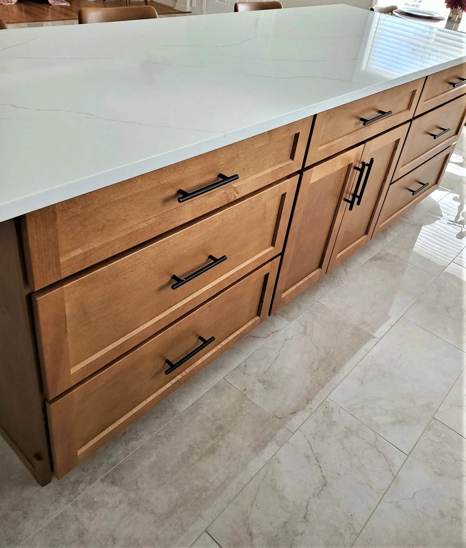Stained Maple island with black handles
