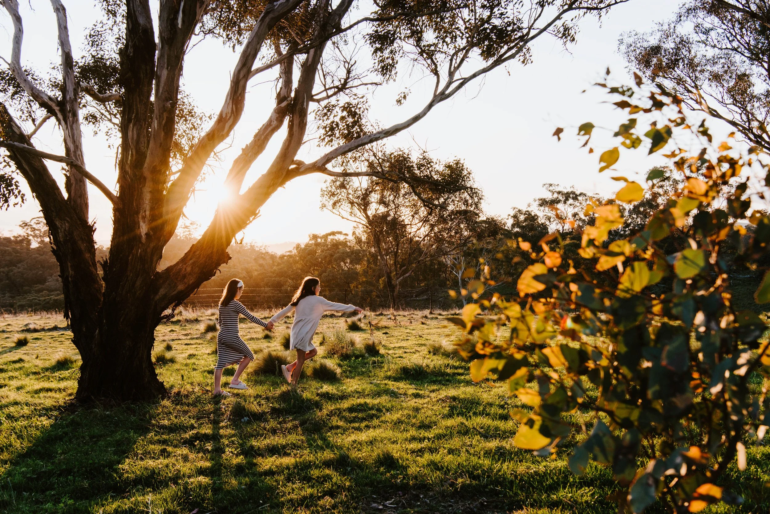 Children exploring Wildnest Wilderness near Bathurst, enjoying a fun school holiday escape NSW at off grid accommodation