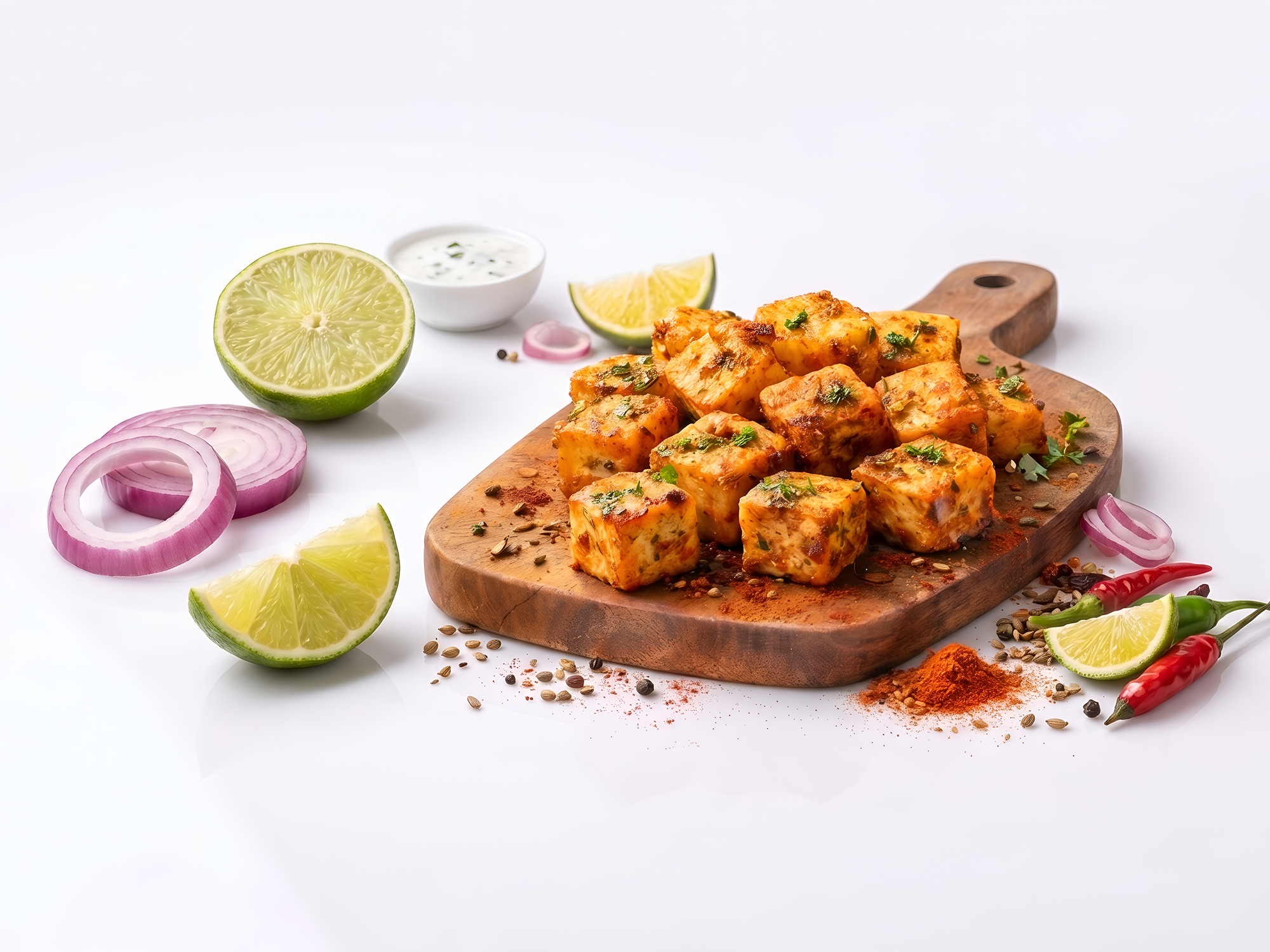 Tandoori Marinated Paneer Cubes