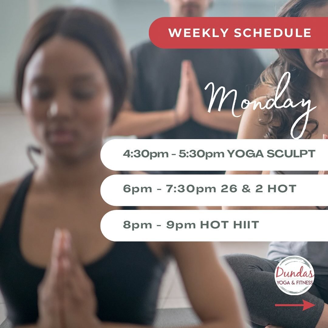 ✨ This week at Dundas Yoga &amp; Fitness!! Join us for a variety of classes &amp; workshops to help you move through the week mindfully.