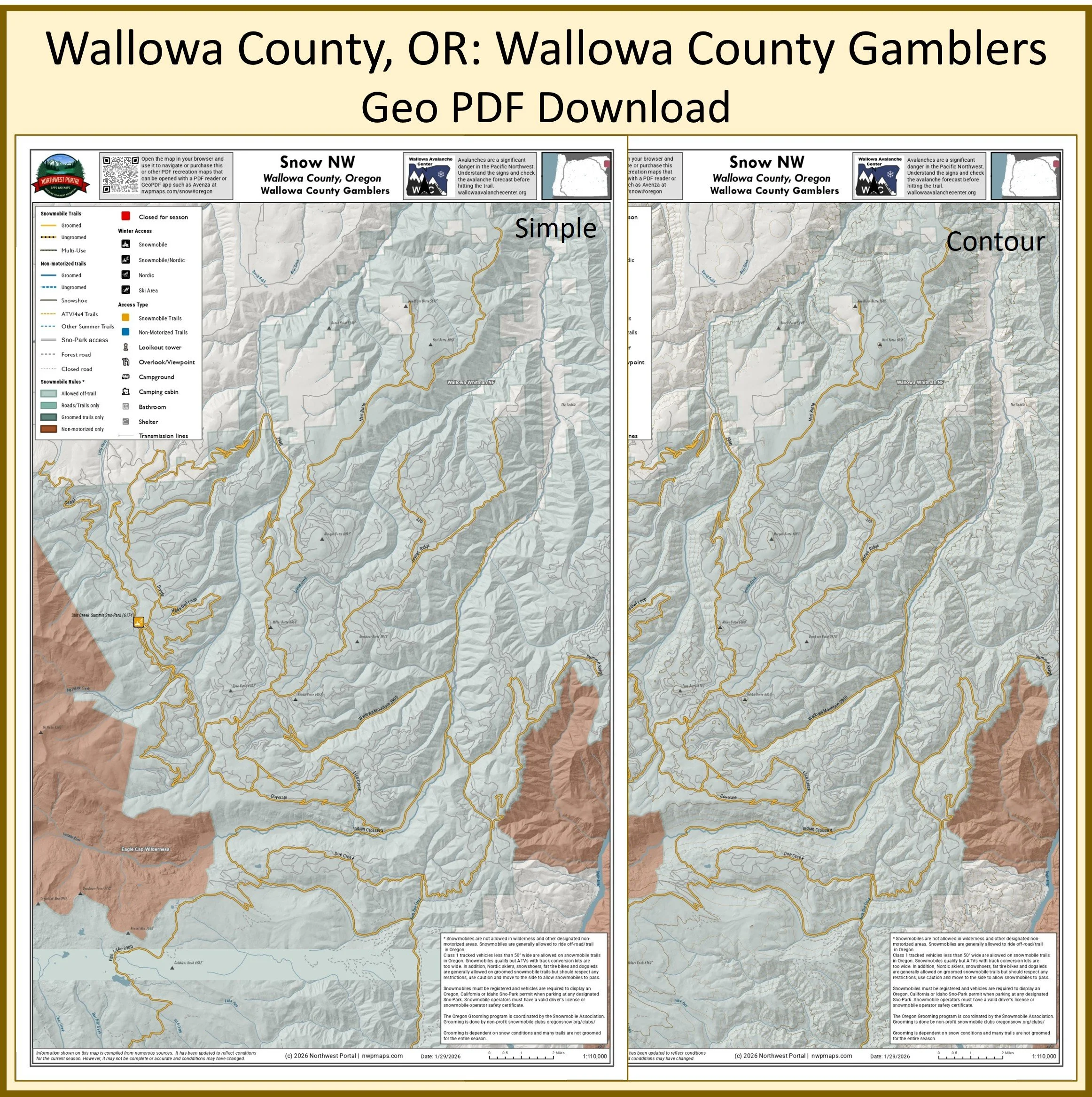 Tabloid: Wallowa County Gamblers Snowmobile Trails - Oregon
