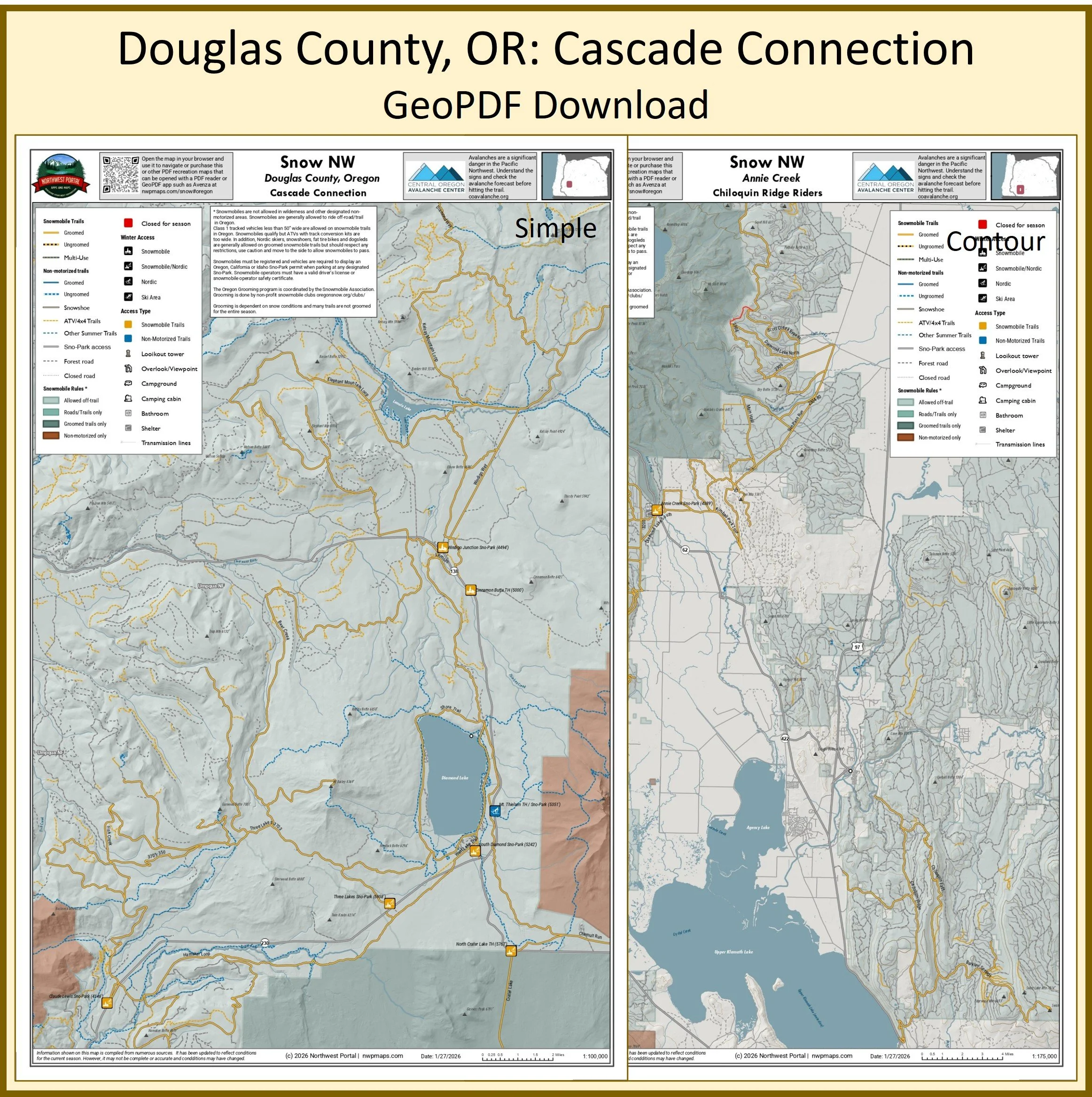 Tabloid: Cascade Connection Snowmobile Trails, Oregon