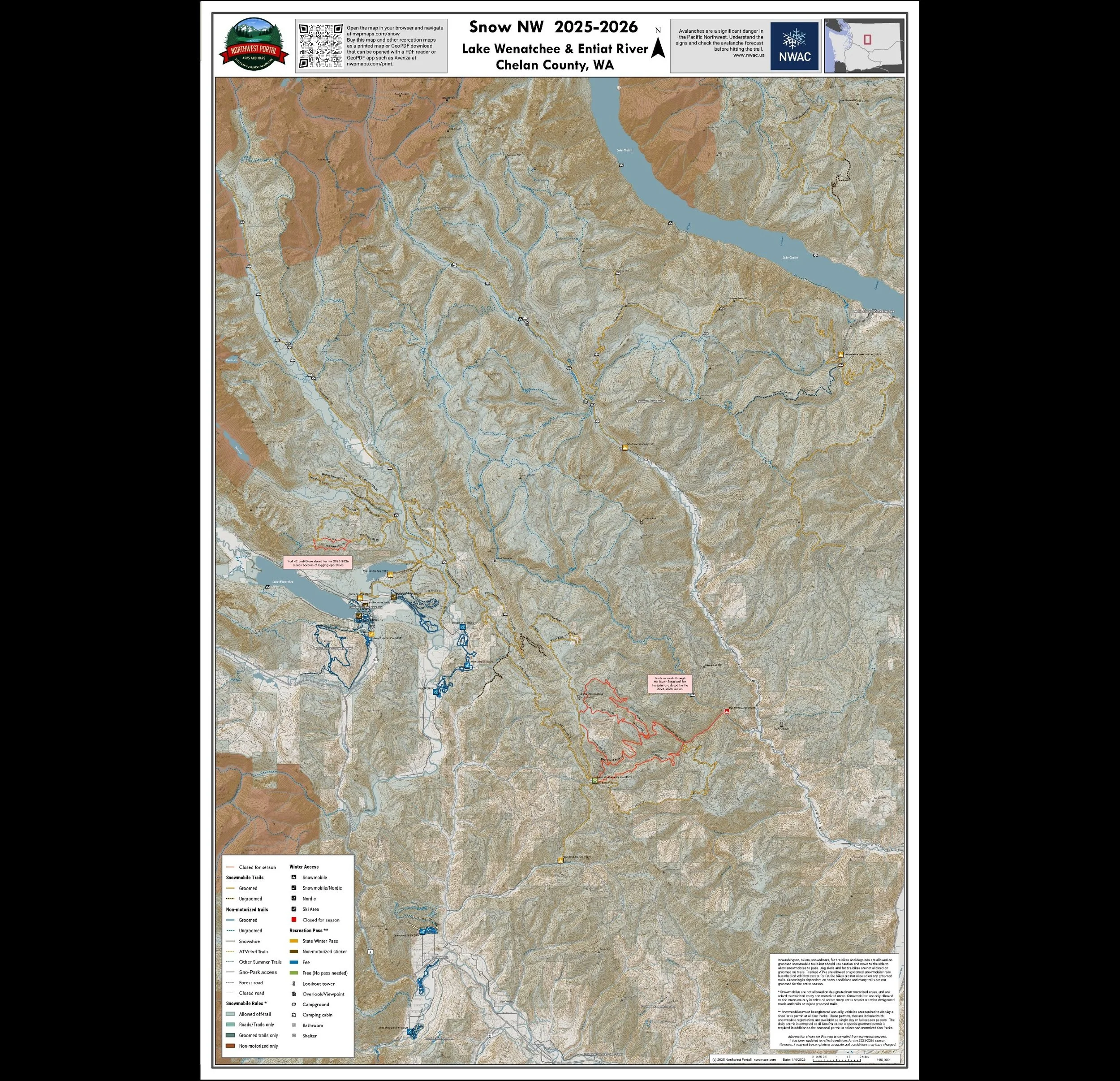 Poster: Winter Trails Lake Wenatchee & Entiat River, Chelan WA