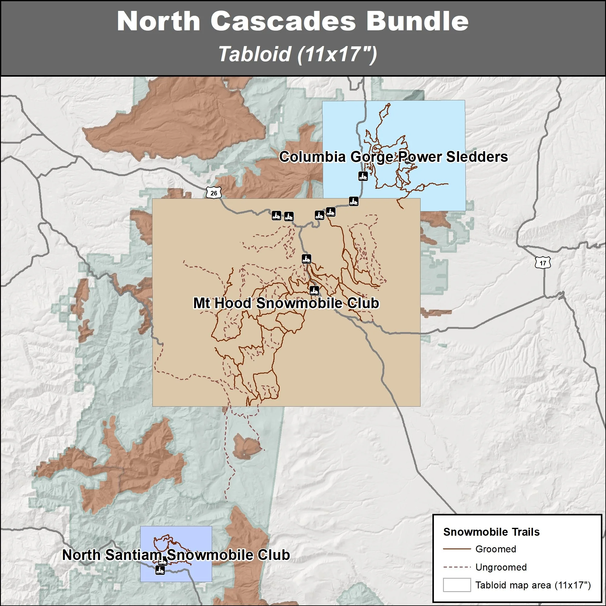 Tabloid Bundle: Oregon North Cascades: Columbia Gorge, Mt Hood & North Santiam