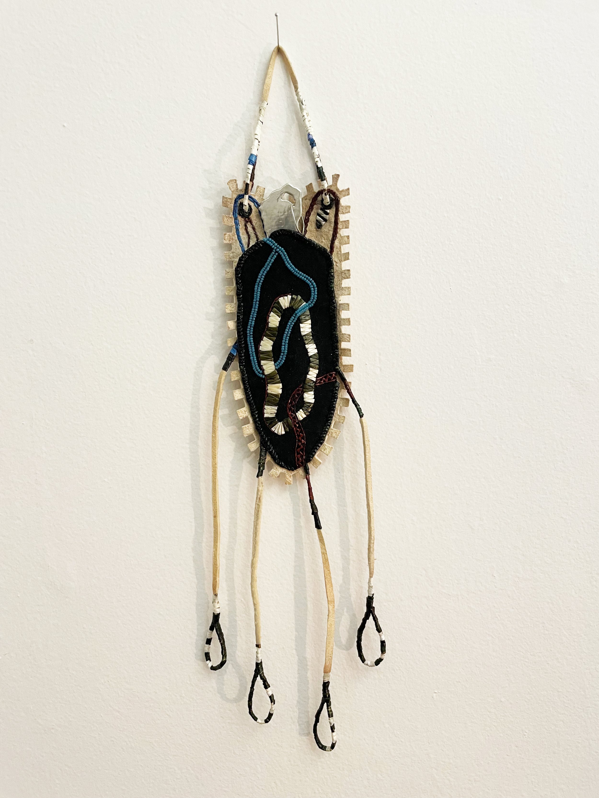 Knife & sheath from 'Knife Inside' - part of a collaborative project 'Repatriating Quillwork' shown at 'Métis Art in Relation' – 2022