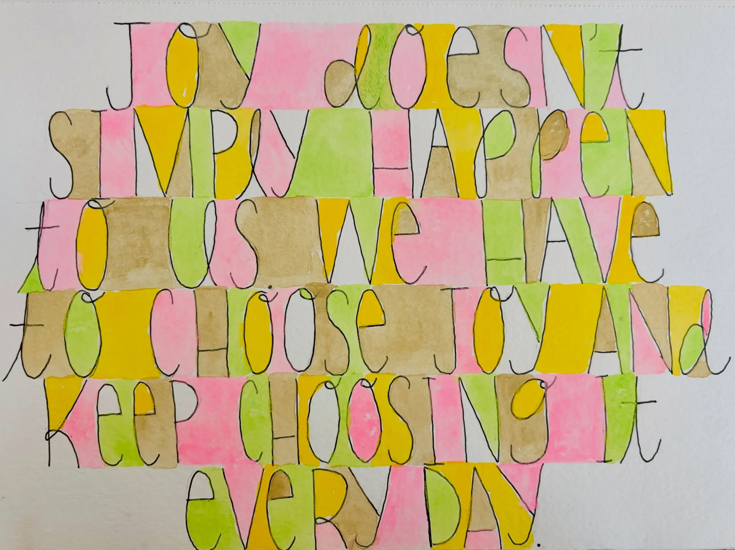 &ldquo;Joy does not simply happen to us. We have to choose joy and keep choosing it every day.&rdquo;
- Henri Nouwen

#choosejoydaily #handletteringart #kellybpittmanart #artjournalpages #henrinouwen
