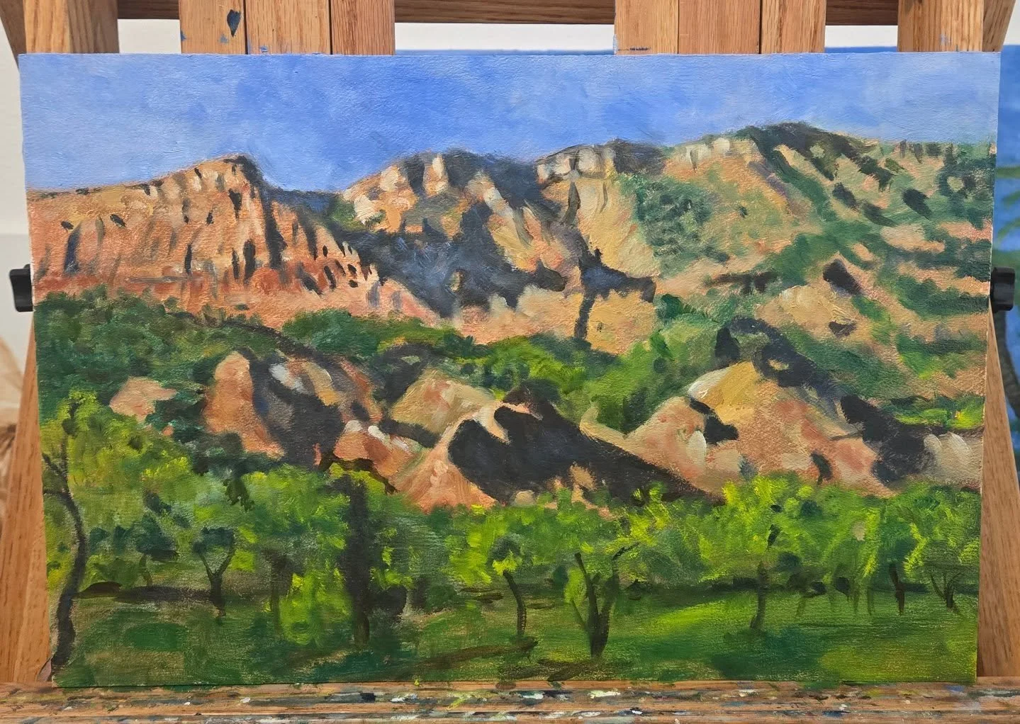 Back from vacation, Here's a painting touch up. The first layer was at location, which turned out good. The is an 18 x 12 oil on hard panel. Some of these paintings I like to keep a little loose and not overwork them, this is one example.