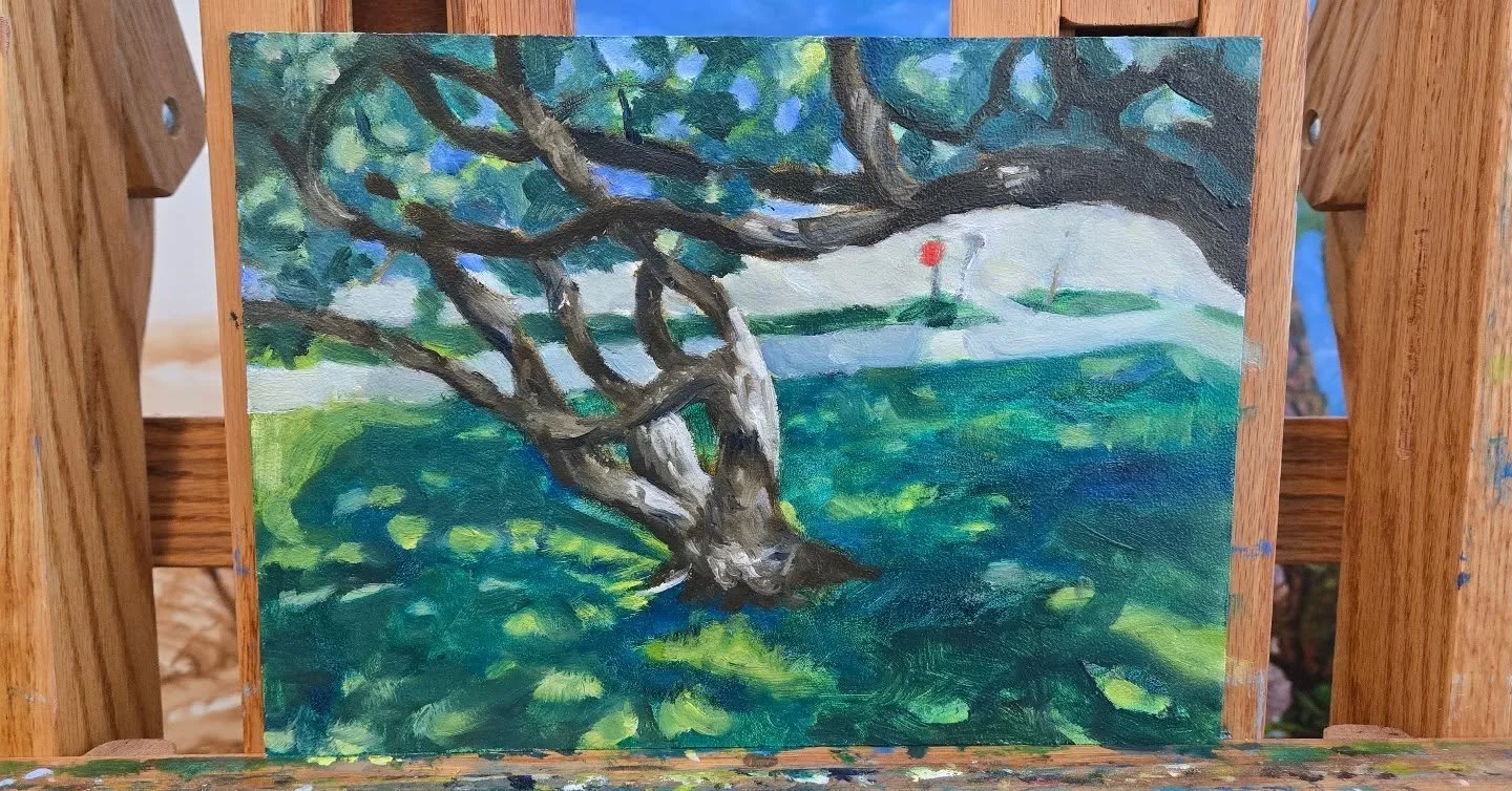 Here's another painting touch up. I worked on this last year, and felt it needed a little more. The subject was tough because of the many tree branches.