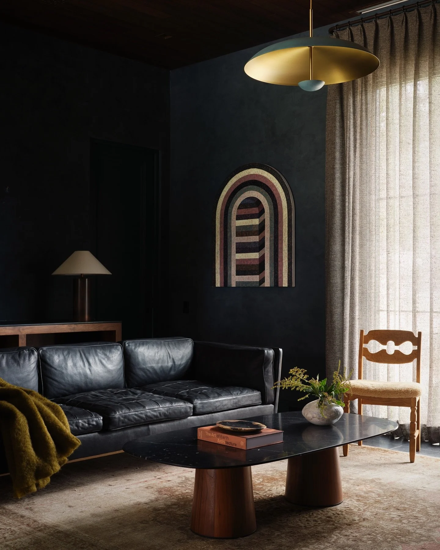 The lounge, one of our favorite spaces to create, here anchored by the work of @matt_kleberg and a centuries old olive tree just outside.

📷: @lindsay_brown 
@787designstudio 
@adamfortner 
#studioseiders