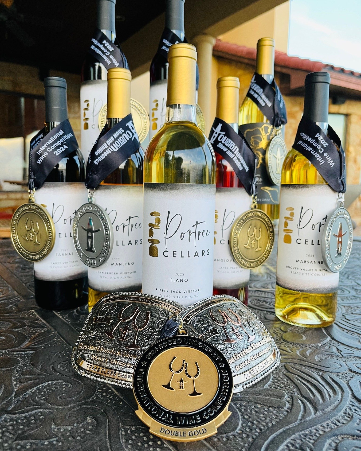 Houston Livestock Show &amp; Rodeo Wine Competition hardware finally arrived.  Come by and enjoy some of our award-winning wines!  Cheers!

#portreecellars #winecompetitions #HoustonLivestockShowandRodeo2024 #hlsr2024 #winelover #medals #winetasting